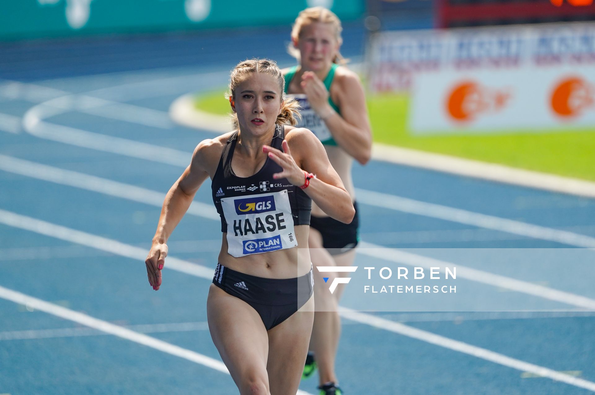 Rebekka Haase (Sprintteam Wetzlar) im 200m Vorlauf am 09.08.2020 waehrend den deutschen Leichtathletik-Meisterschaften 2020 im Eintracht-Stadion in Braunschweig an Tag 2 (Vormittags-Session)
