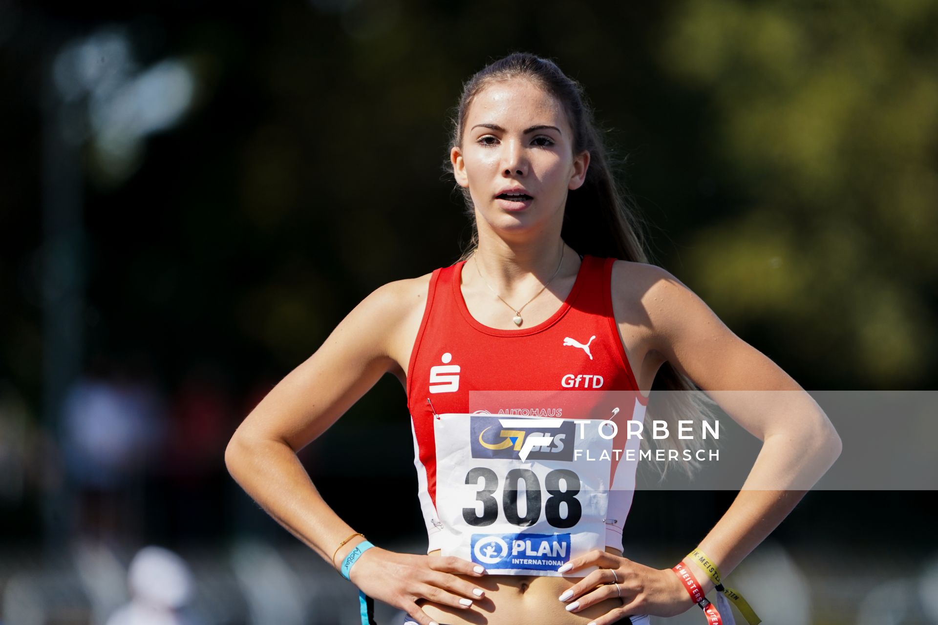 Anna Malia Hense (LG Olympia Dortmund) beim 400m Vorlauf am 04.09.2020 waehrend den deutschen Leichtathletik-Jugendmeisterschaften im Frankenstadion in Heilbronn (Tag1)