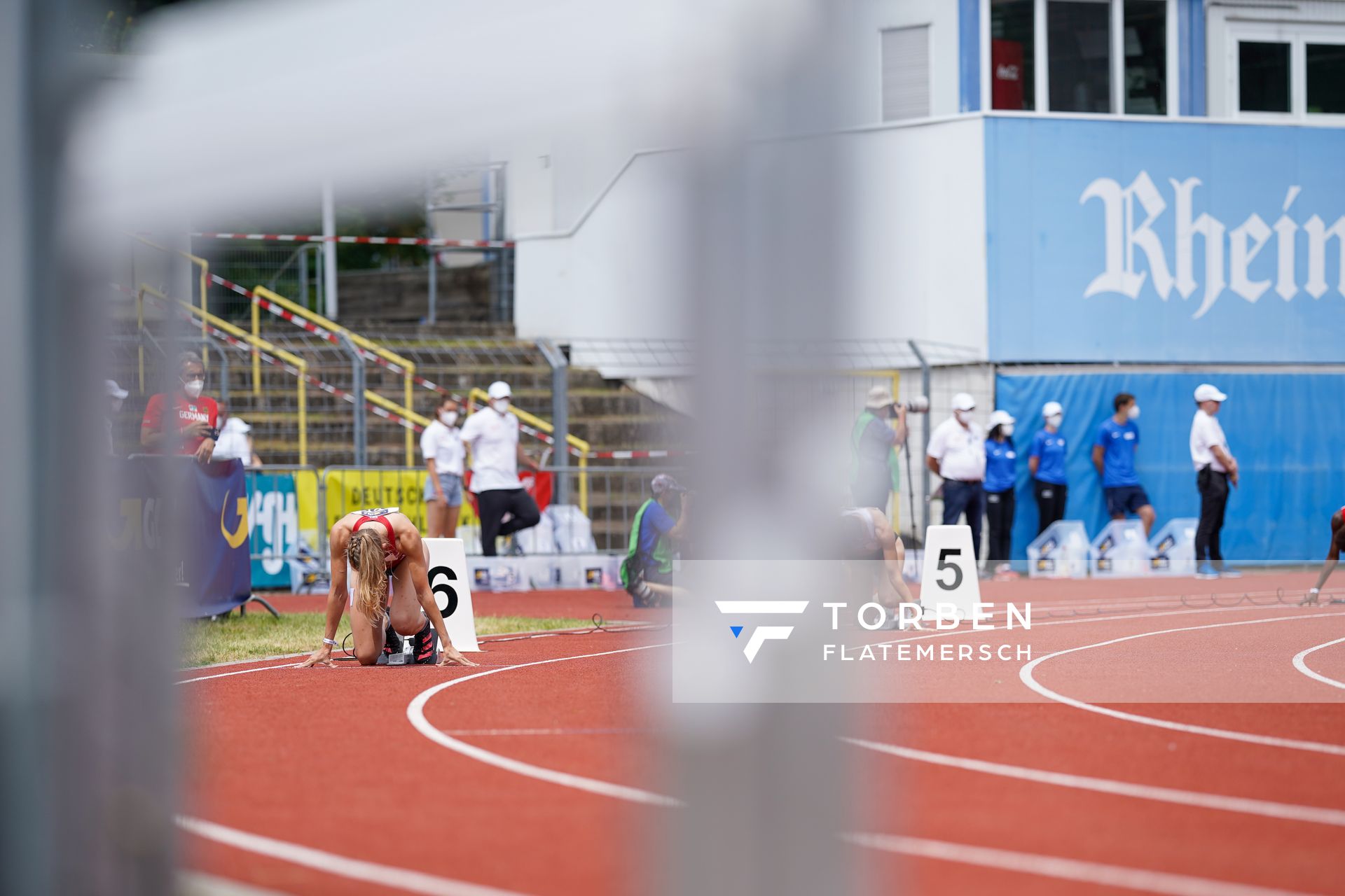 Svenja Pape (VfL Eintracht Hannover) im 400m Vorlauf auf Bahn 6 am 26.06.2021 waehrend den deutschen U23 Leichtathletik-Meisterschaften 2021 im Stadion Oberwerth in Koblenz