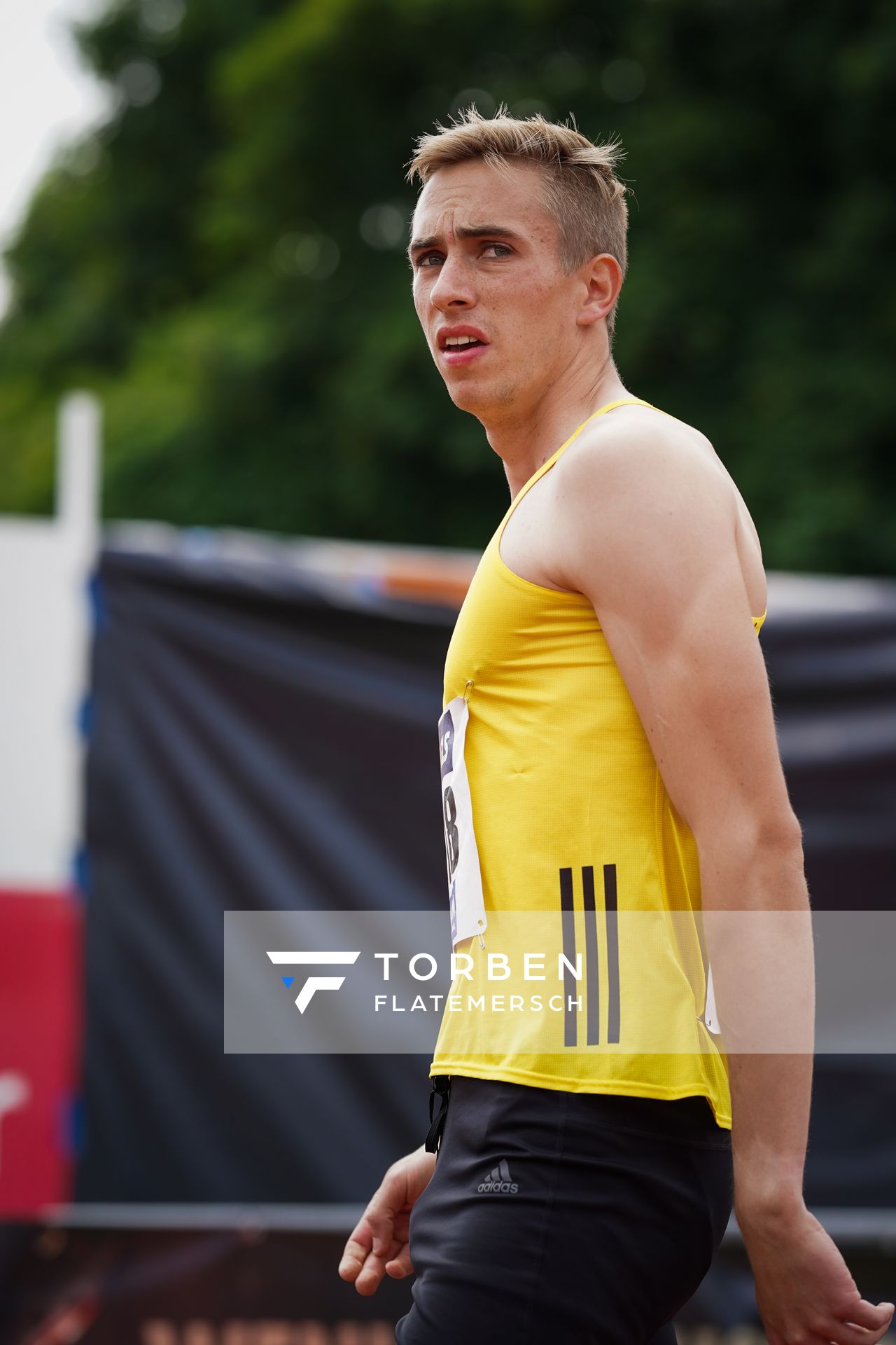 Luis Oberbeck (LG Goettingen) vor dem 400m Vorlauf am 26.06.2021 waehrend den deutschen U23 Leichtathletik-Meisterschaften 2021 im Stadion Oberwerth in Koblenz