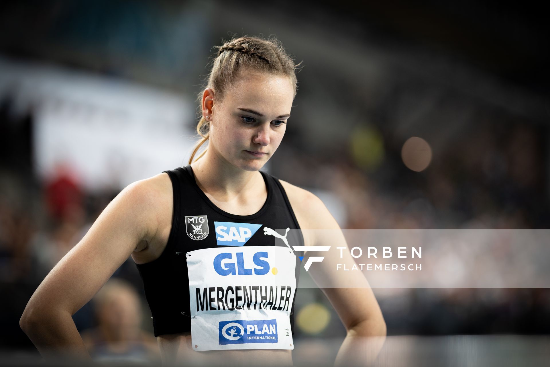Hannah Mergenthaler (MTG Mannheim) 26.02.2022 waehrend der Deutschen Leichtathletik-Hallenmeisterschaften (Tag 1) in der Quarterback Immobilien Arena in Leipzig