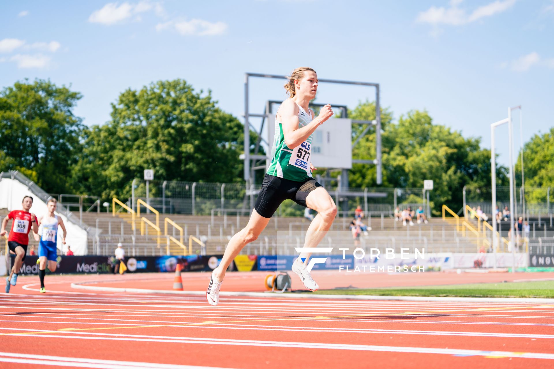 Max Husemann (Eintracht Hildesheim) ueber 400m am 15.07.2022 waehrend den deutschen Leichtathletik-Jugendmeisterschaften 2022 in Ulm