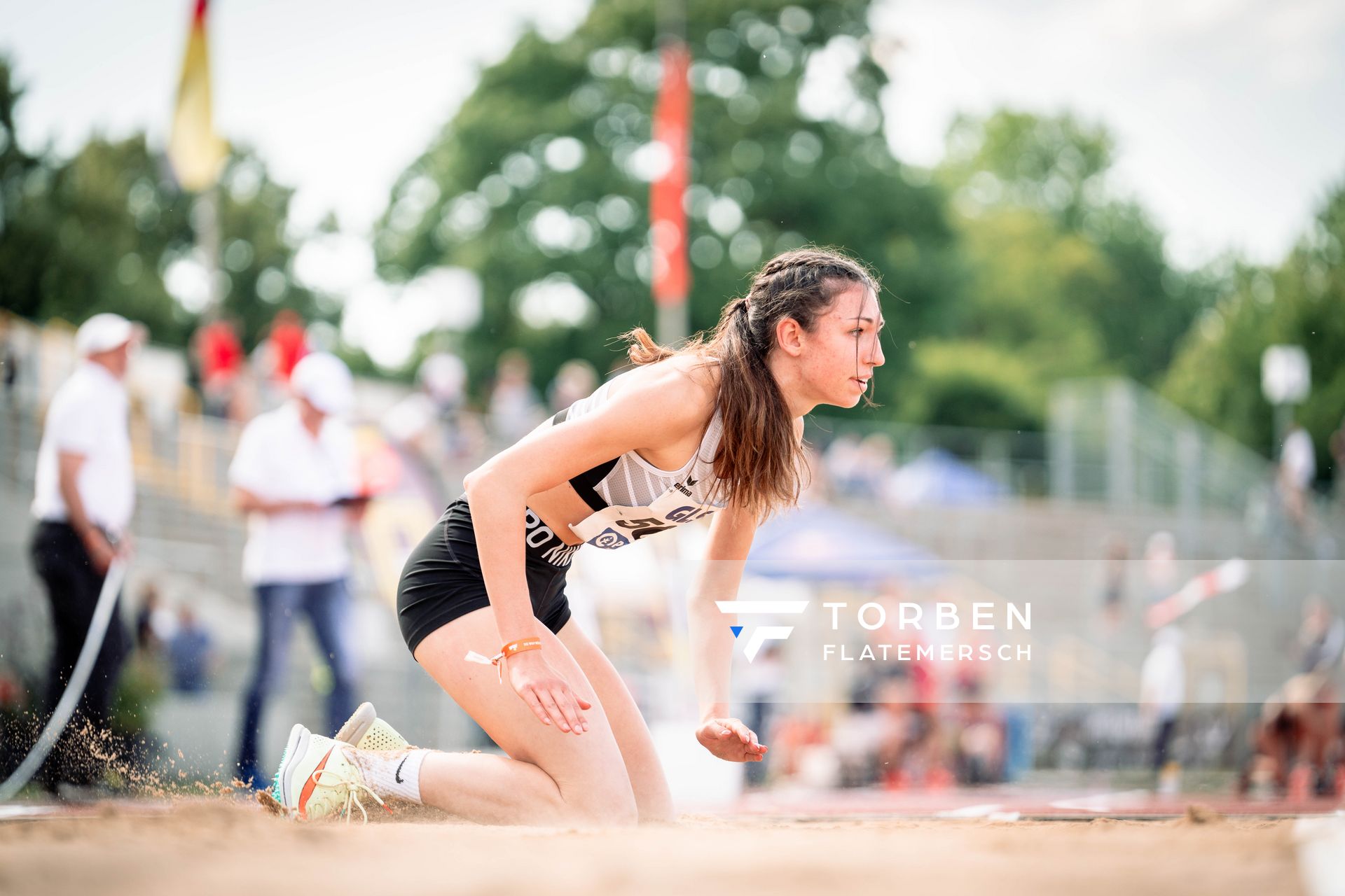 Sophia Ludwig (Hannover 96) im Dreisprung am 15.07.2022 waehrend den deutschen Leichtathletik-Jugendmeisterschaften 2022 in Ulm