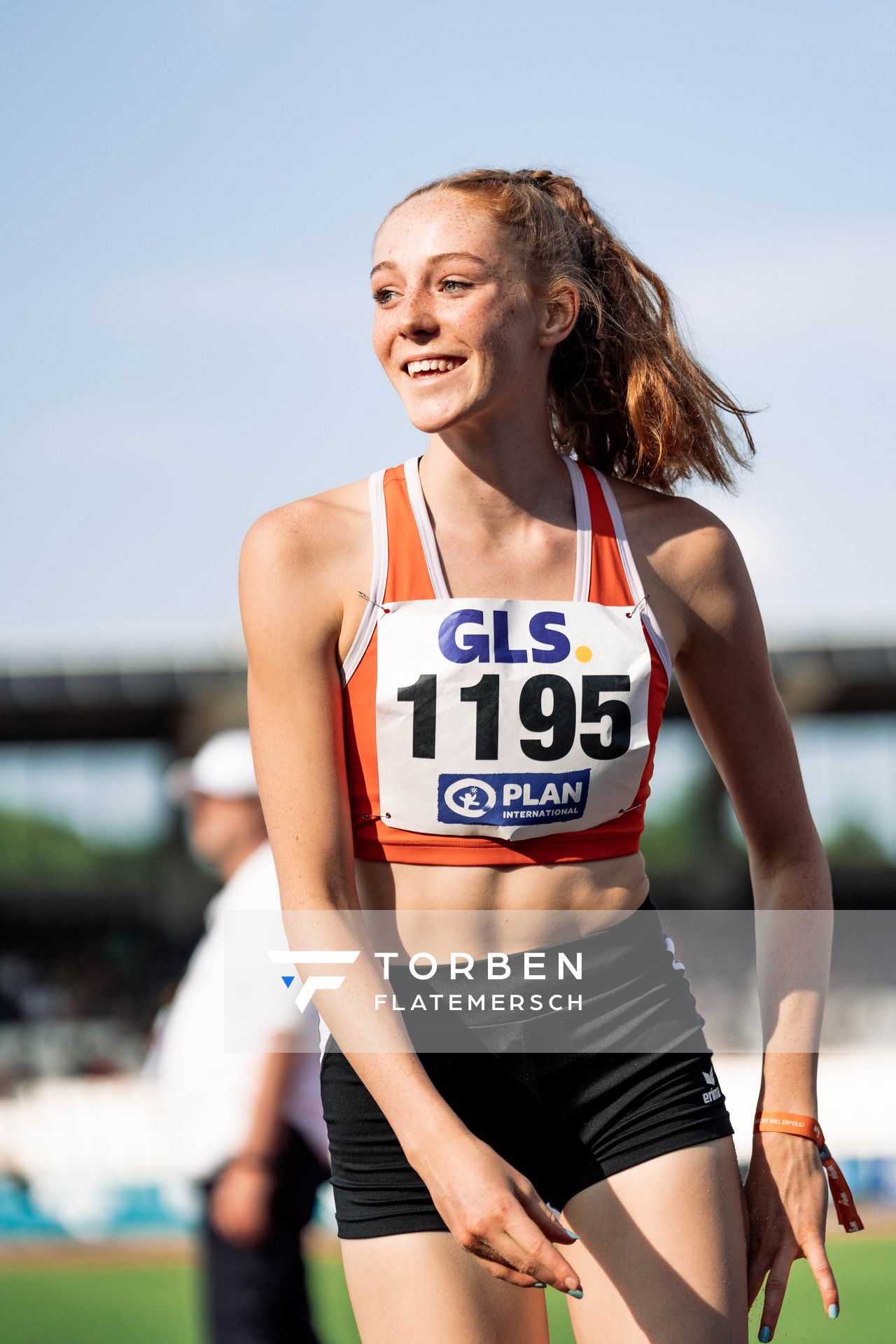 Lenia Kurrle (TSV Gomaringen) im Dreisprung am 15.07.2022 waehrend den deutschen Leichtathletik-Jugendmeisterschaften 2022 in Ulm