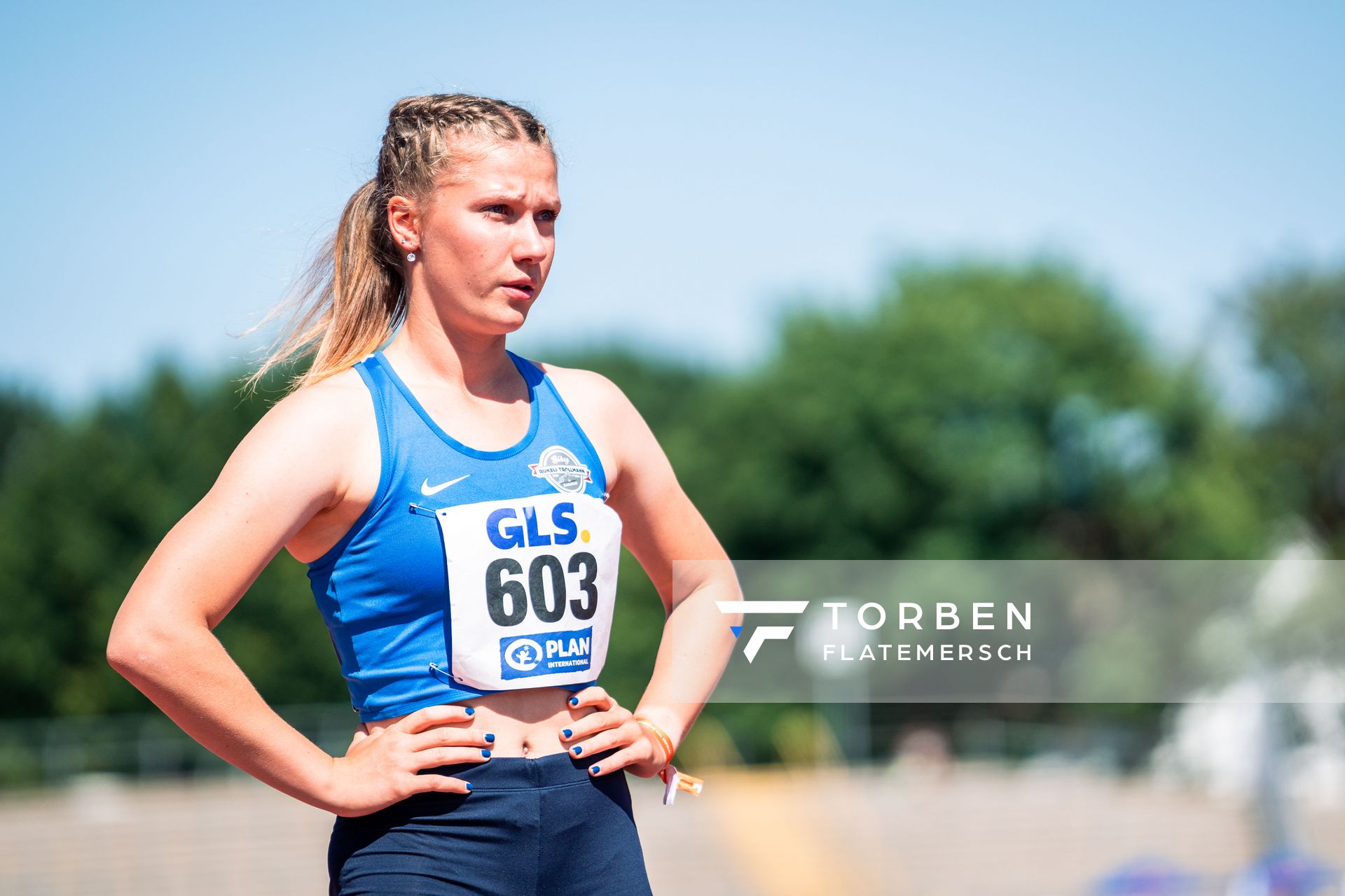 Emmy Lisanne Steinbrecher (Rukeli Trollmann e. V.) am 16.07.2022 waehrend den deutschen Leichtathletik-Jugendmeisterschaften 2022 in Ulm
