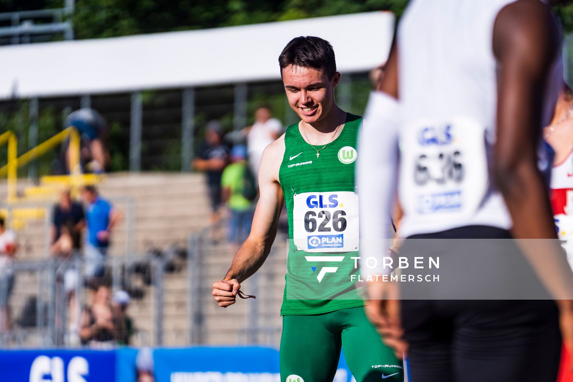 Tobias Morawietz (VfL Wolfsburg) im 100m Finale am 16.07.2022 waehrend den deutschen Leichtathletik-Jugendmeisterschaften 2022 in Ulm