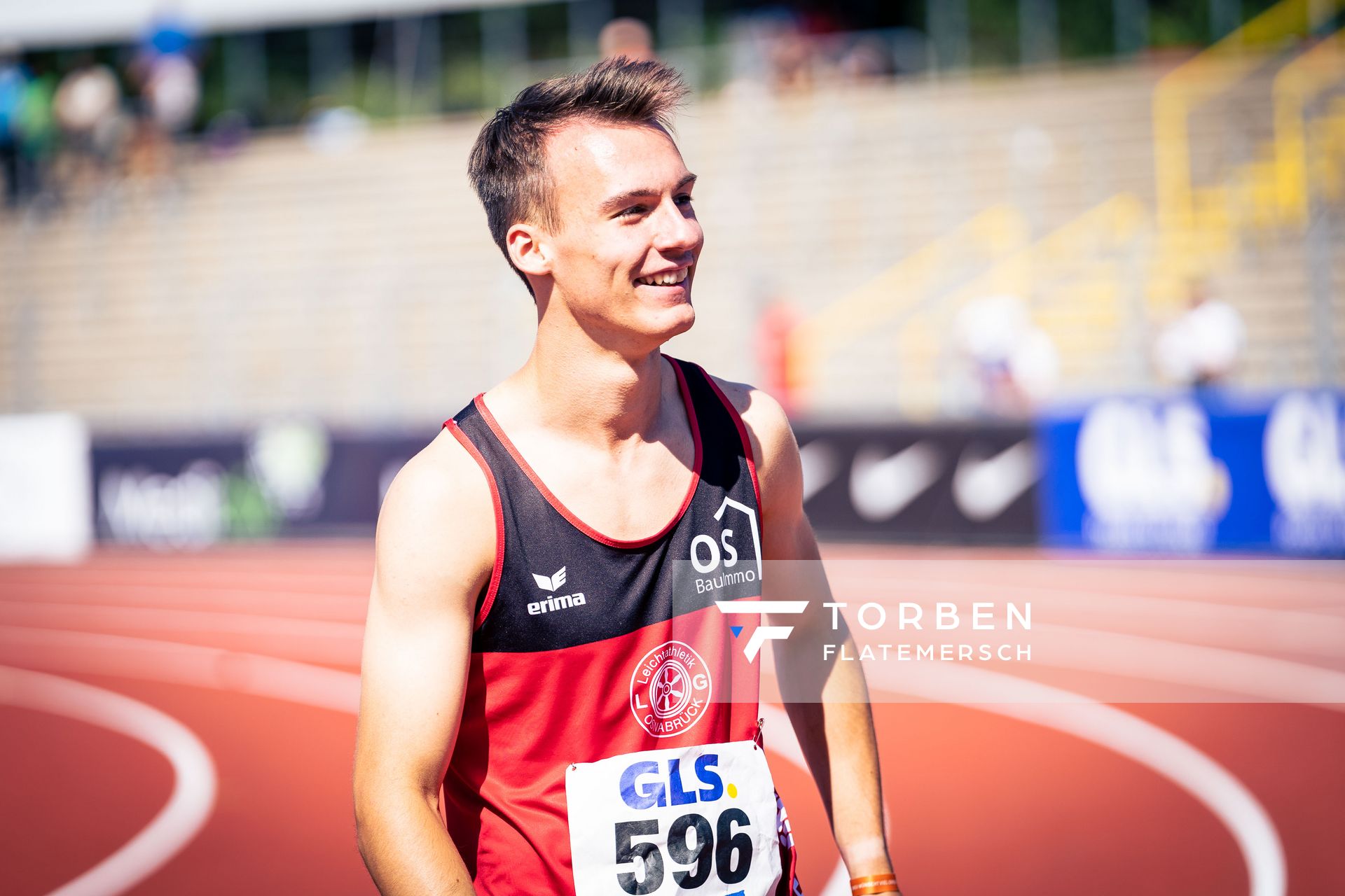 Florian Kroll (LG Osnabrueck) nach dem 200m Finale am 17.07.2022 waehrend den deutschen Leichtathletik-Jugendmeisterschaften 2022 in Ulm