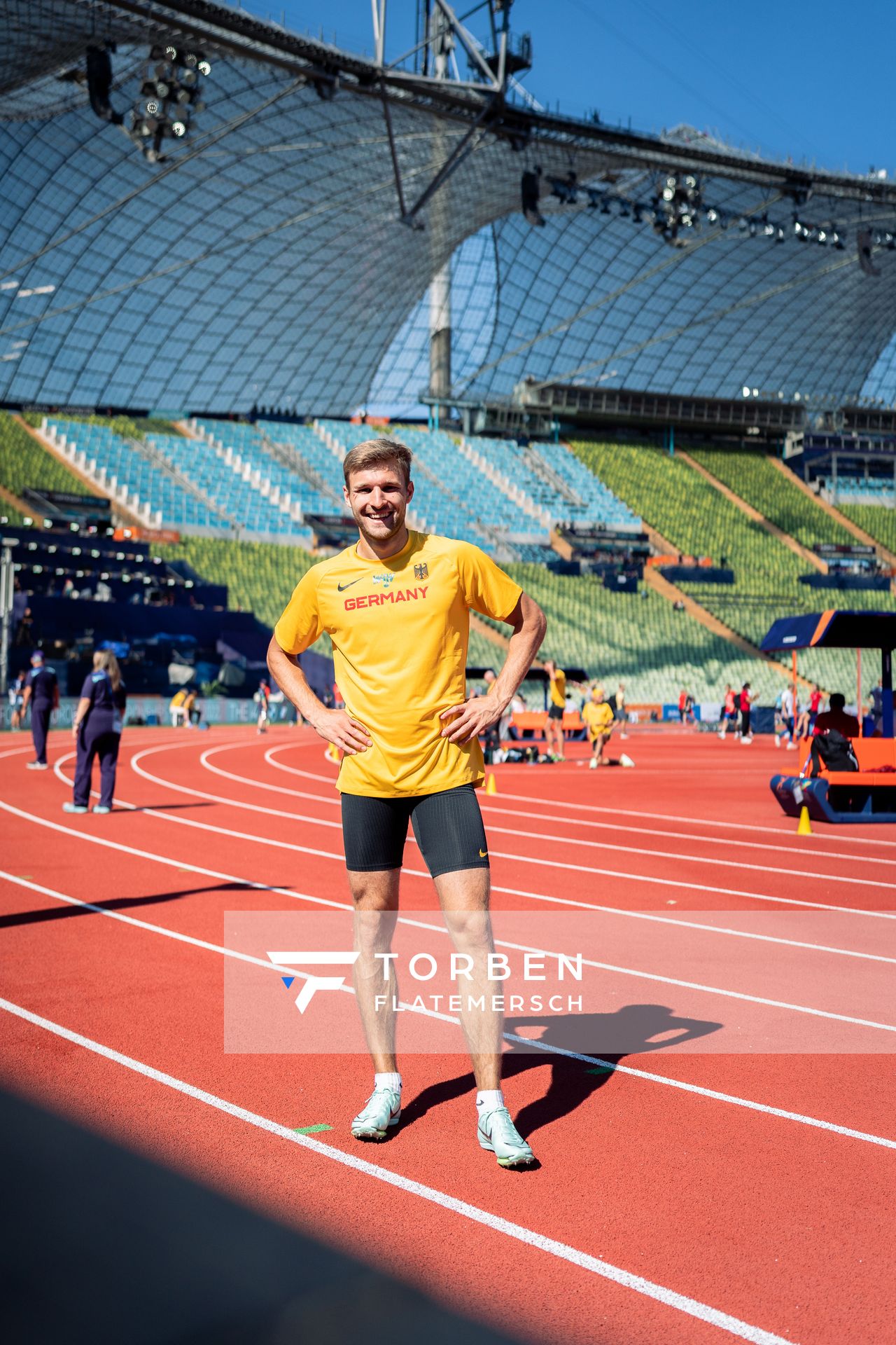 Training mit Fabian Dammermann (LG Osnabrueck) am 14.08.2022 bei den Leichtathletik-Europameisterschaften im Olympiapark in Muenchen