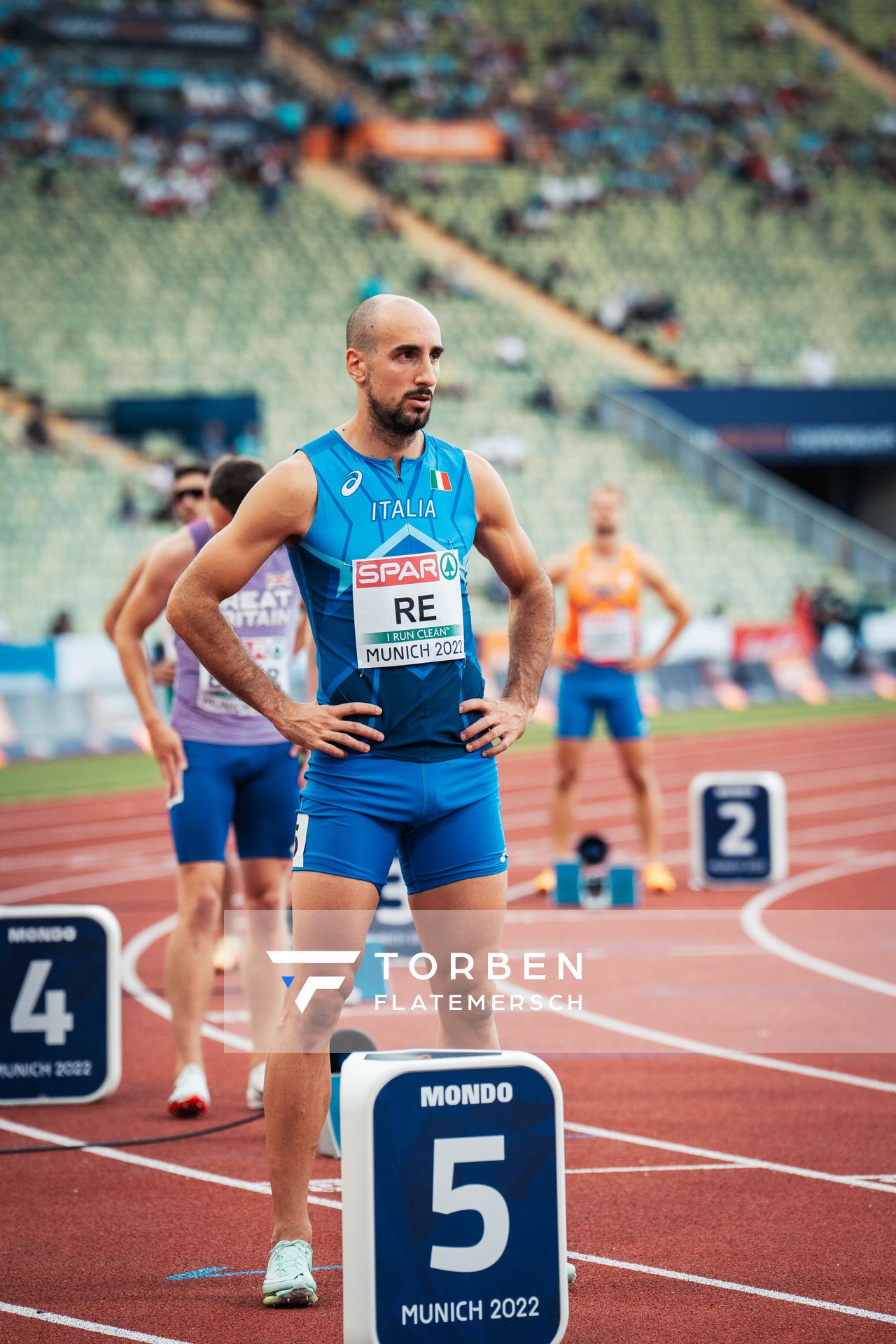 Davide Re (ITA) am 15.08.2022 bei den Leichtathletik-Europameisterschaften in Muenchen