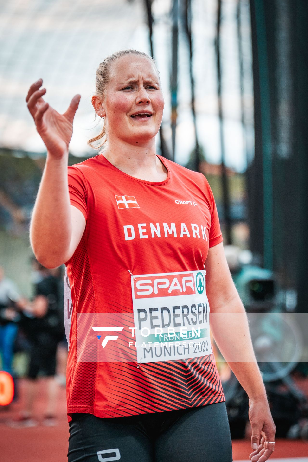 Lisa Brix Pedersen (DEN) beim Diskus am 15.08.2022 bei den Leichtathletik-Europameisterschaften in Muenchen