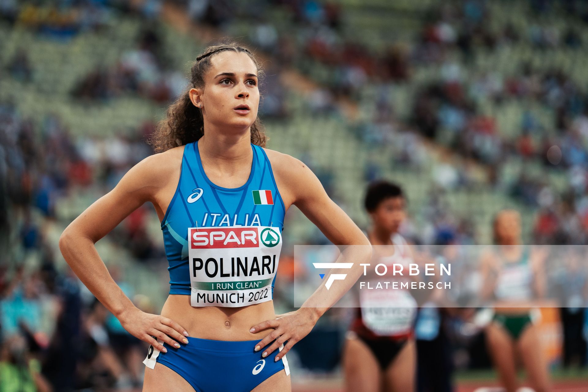 Anna Polinari (ITA) ueber 400m am 15.08.2022 bei den Leichtathletik-Europameisterschaften in Muenchen