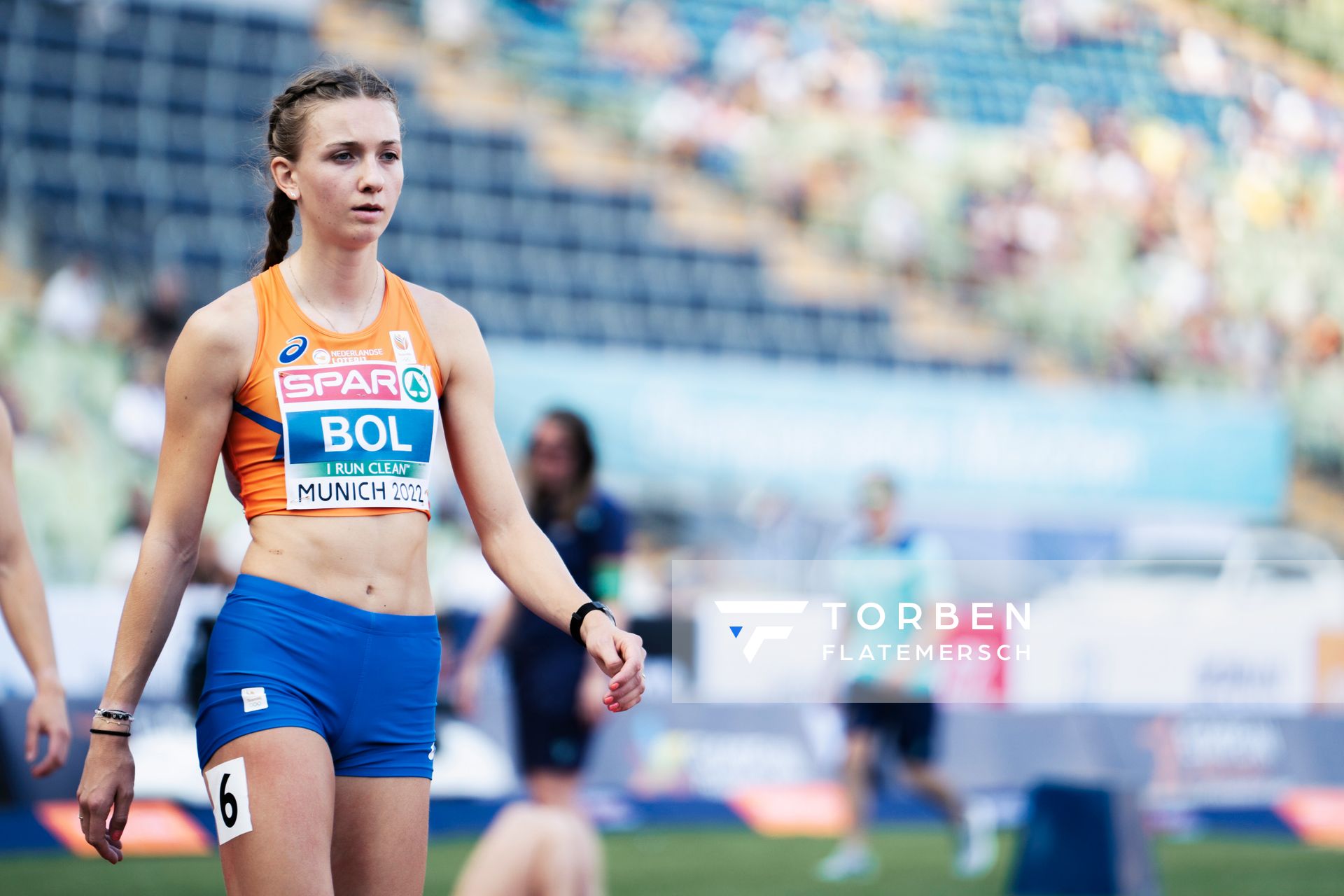 Femke Bol (NED) im 400m Halbfinale am 16.08.2022 bei den Leichtathletik-Europameisterschaften in Muenchen