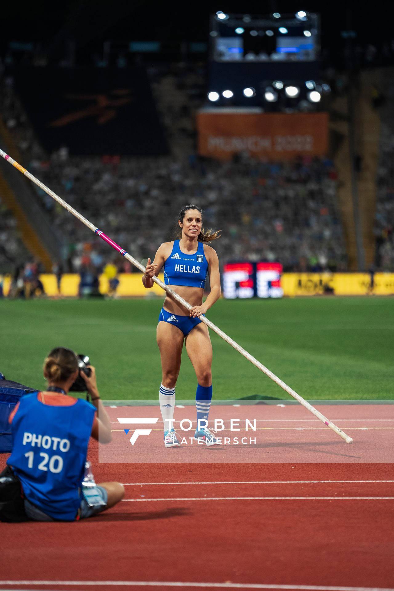 Aikaterini Stefanidi (GRE) am 17.08.2022 bei den Leichtathletik-Europameisterschaften in Muenchen