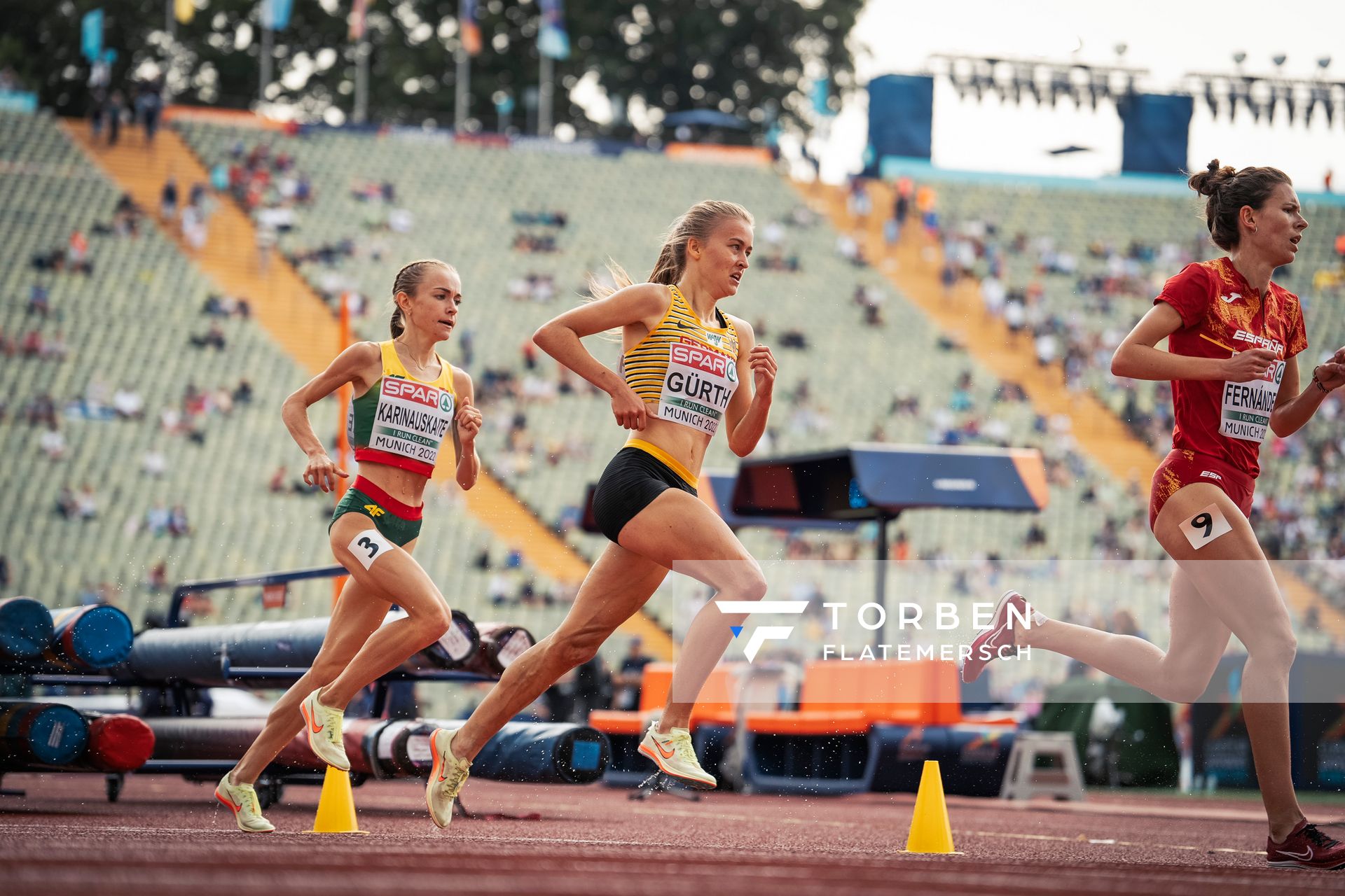 Olivia Guerth (GER) im 3000m Hindernis Vorlauf am 18.08.2022 bei den Leichtathletik-Europameisterschaften in Muenchen