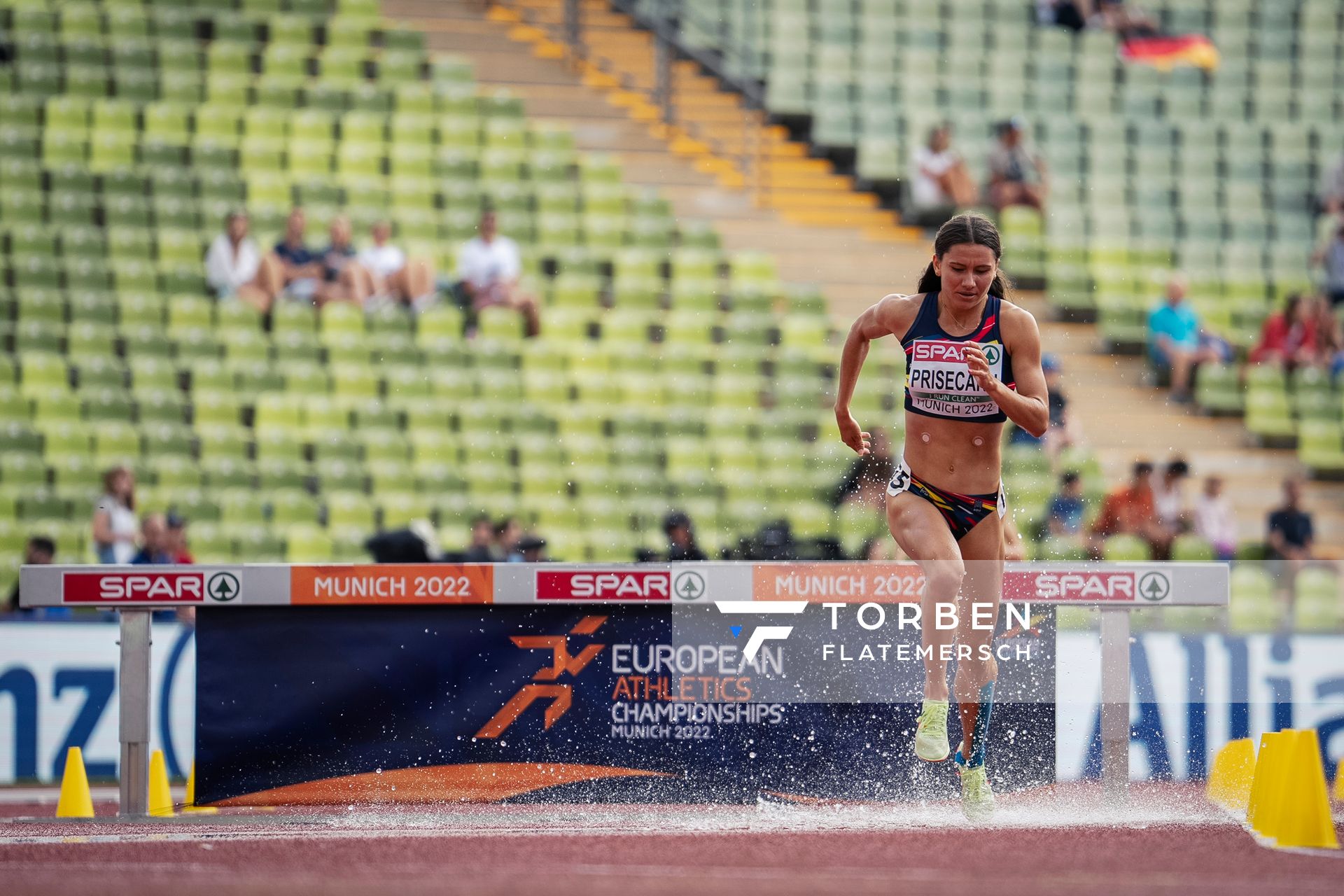 Claudia Prisecaru (ROU) im 3000m Hindernis Vorlauf am 18.08.2022 bei den Leichtathletik-Europameisterschaften in Muenchen