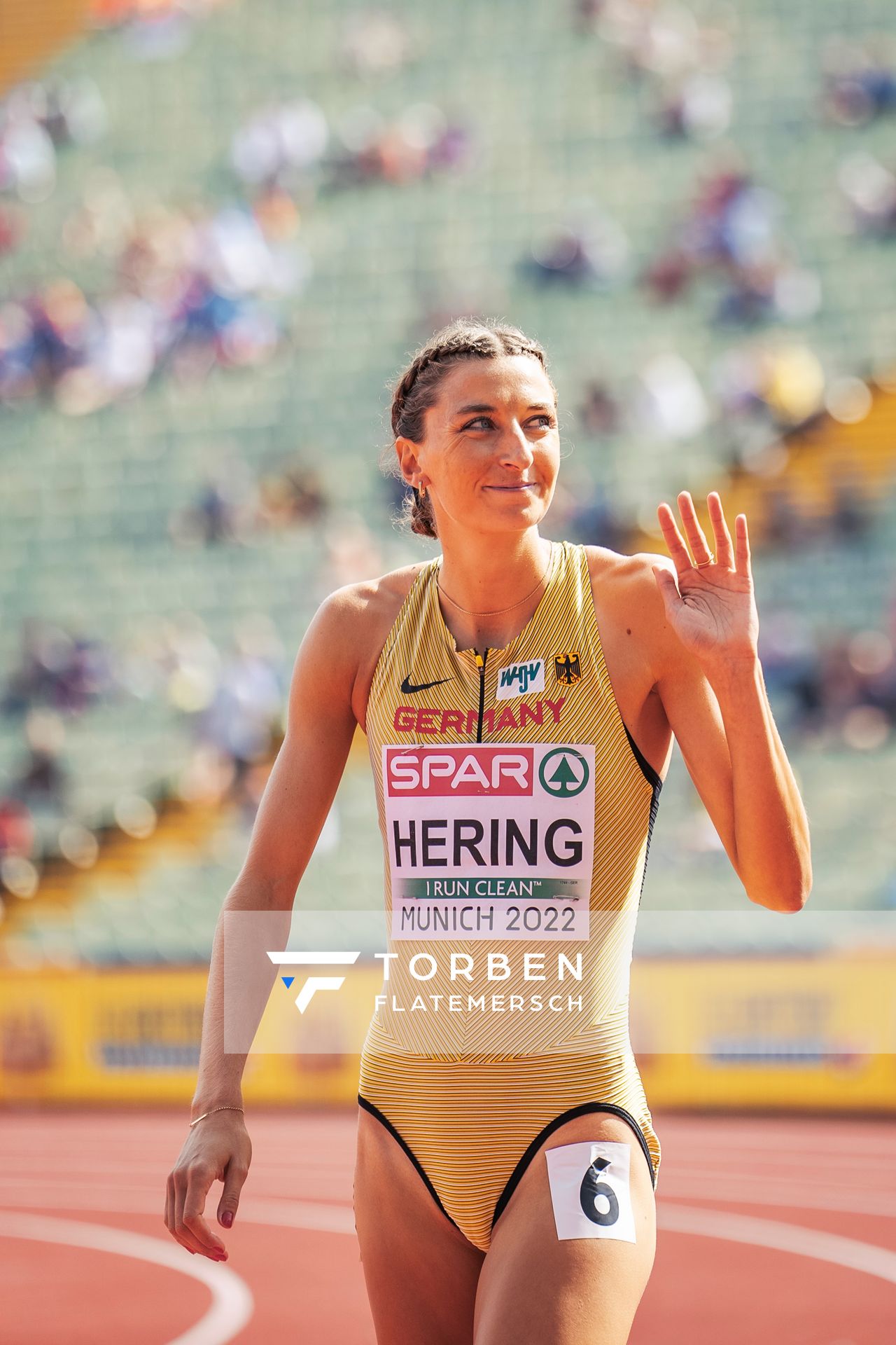 Christina Hering (GER) im 800m Vorlauf am 18.08.2022 bei den Leichtathletik-Europameisterschaften in Muenchen