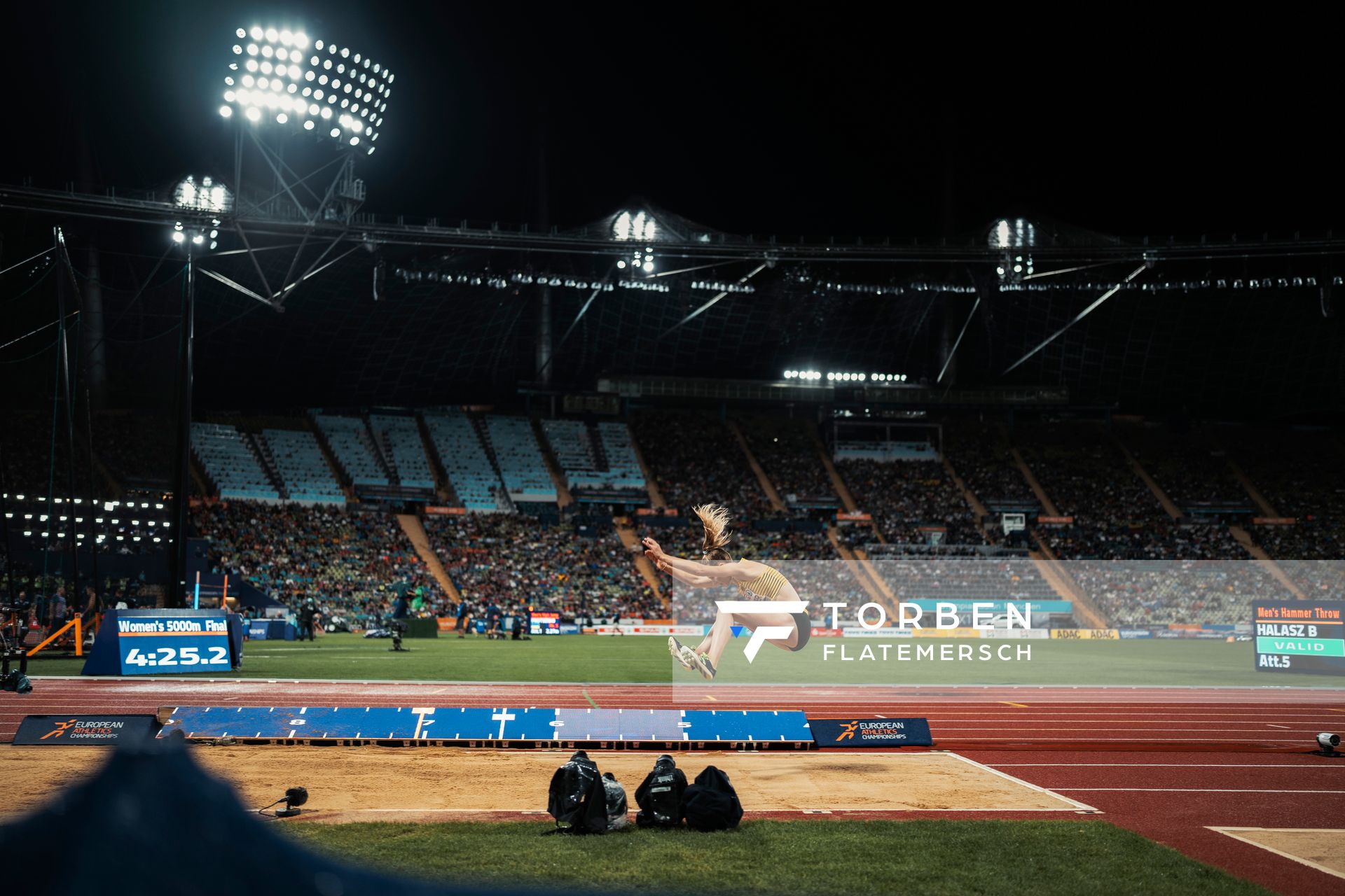 Merle Homeier (GER) beim Weitsprung am 18.08.2022 bei den Leichtathletik-Europameisterschaften in Muenchen