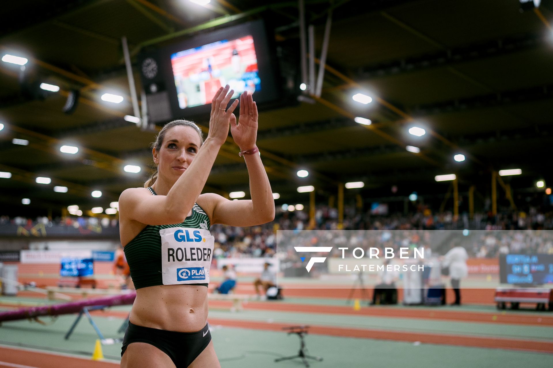 Cindy Roleder (SV Halle) bei den Deutschen Leichtathletik-Hallenmeisterschaften am 18.02.2023 in der Helmut-Koernig-Halle in Dortmund