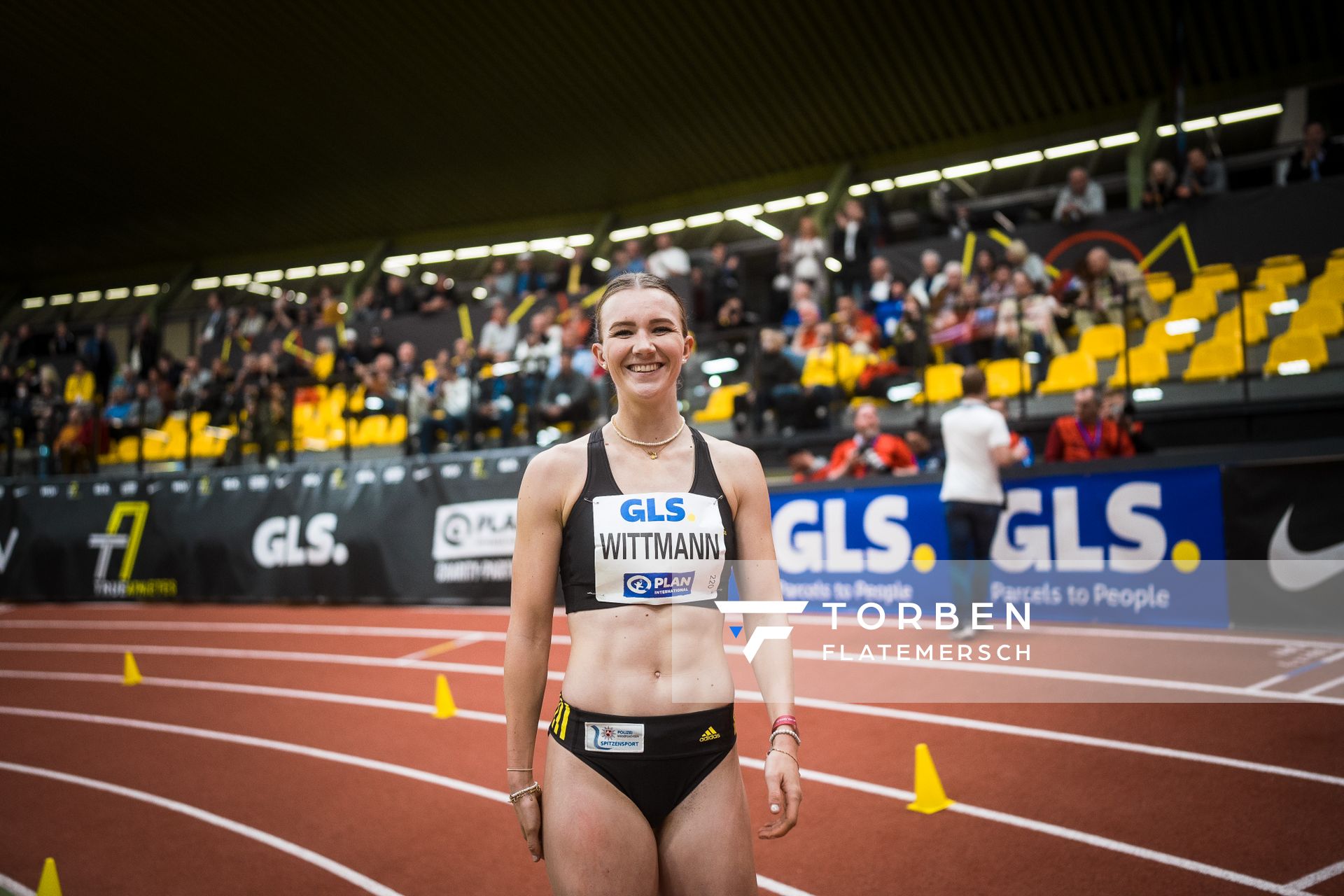 Kira Wittmann (LG Goettingen) bei den Deutschen Leichtathletik-Hallenmeisterschaften am 18.02.2023 in der Helmut-Koernig-Halle in Dortmund