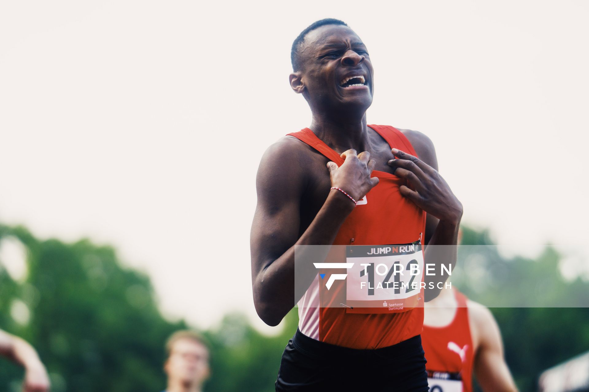Leonel Nhanombe (LG Olympia Dortmund) am 07.06.2023 beim Jump n Run Meeting im Stadion Dortmund-Hacheney in Dortmund