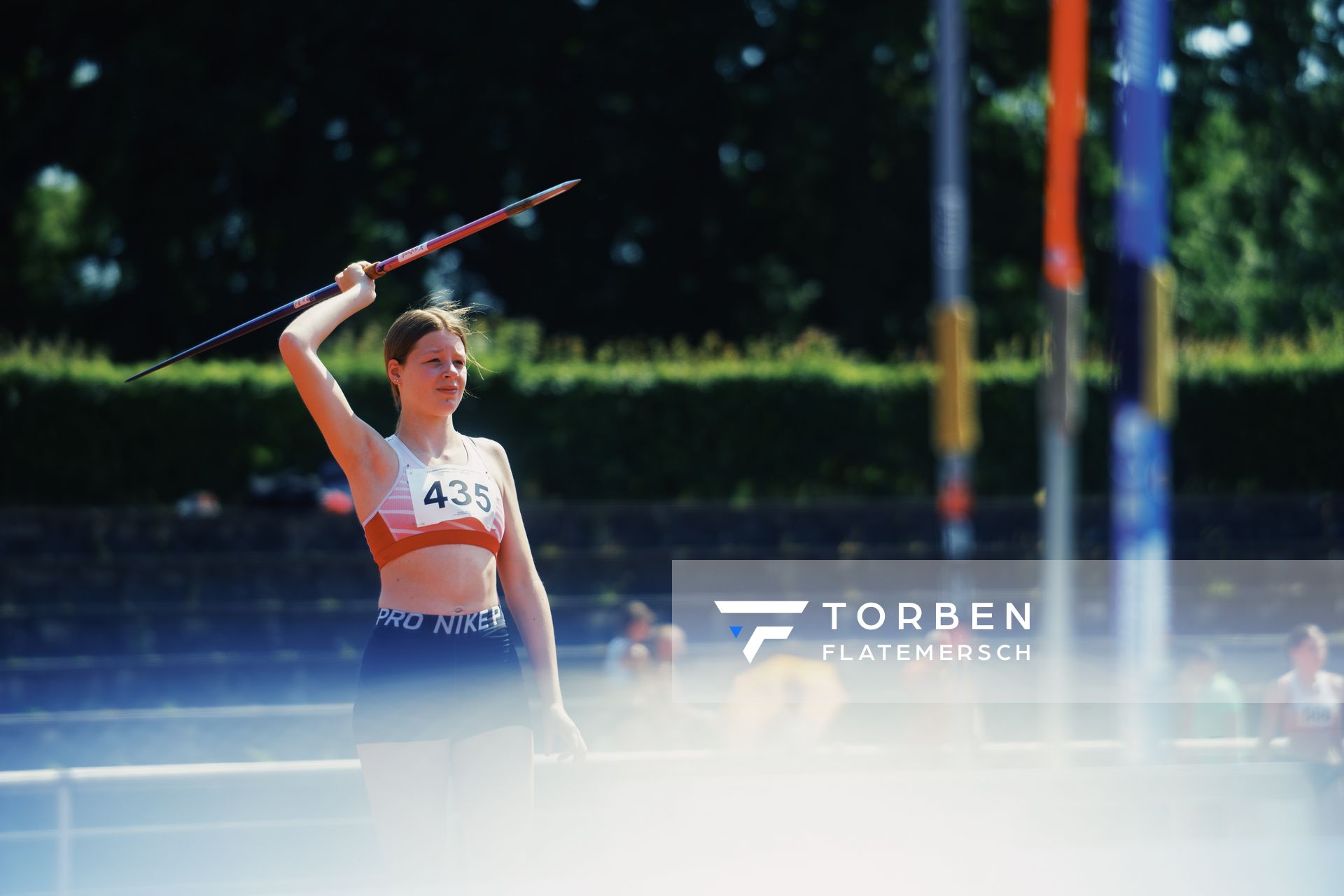 Annika Rohde (TV Jahn Schneverdingen) beim Speerwurf am 10.06.2023 waehrend den NLV + BLV U20/U16 Landesmeisterschaften im Stadion Berliner Ring in Verden