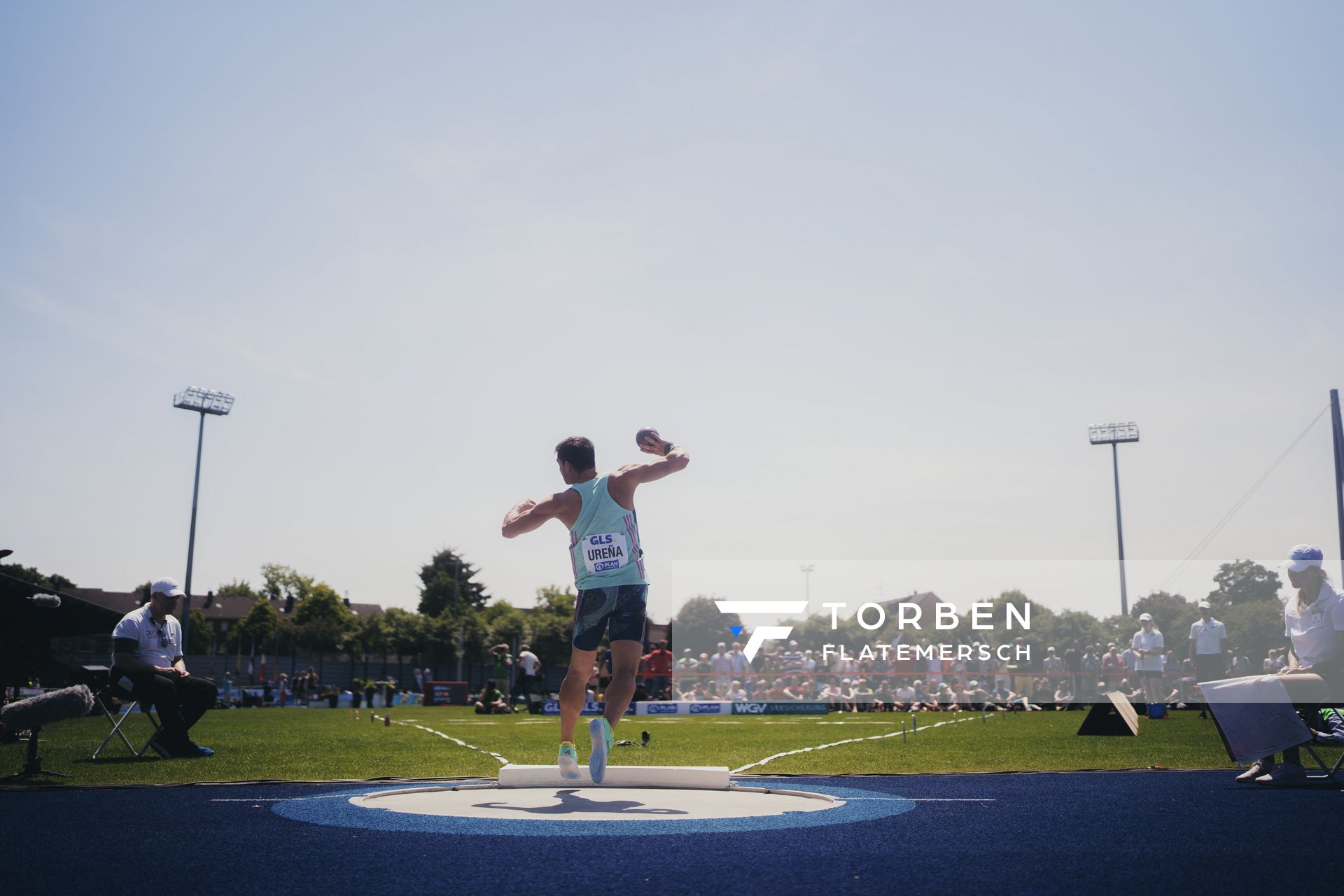 Jorge Urena (ESP/Spanien) im Kugelstoßen im Hochsprung am 17.06.2023 beim Stadtwerke Ratingen Mehrkampf-Meeting im Stadion am Stadionring in Ratingen