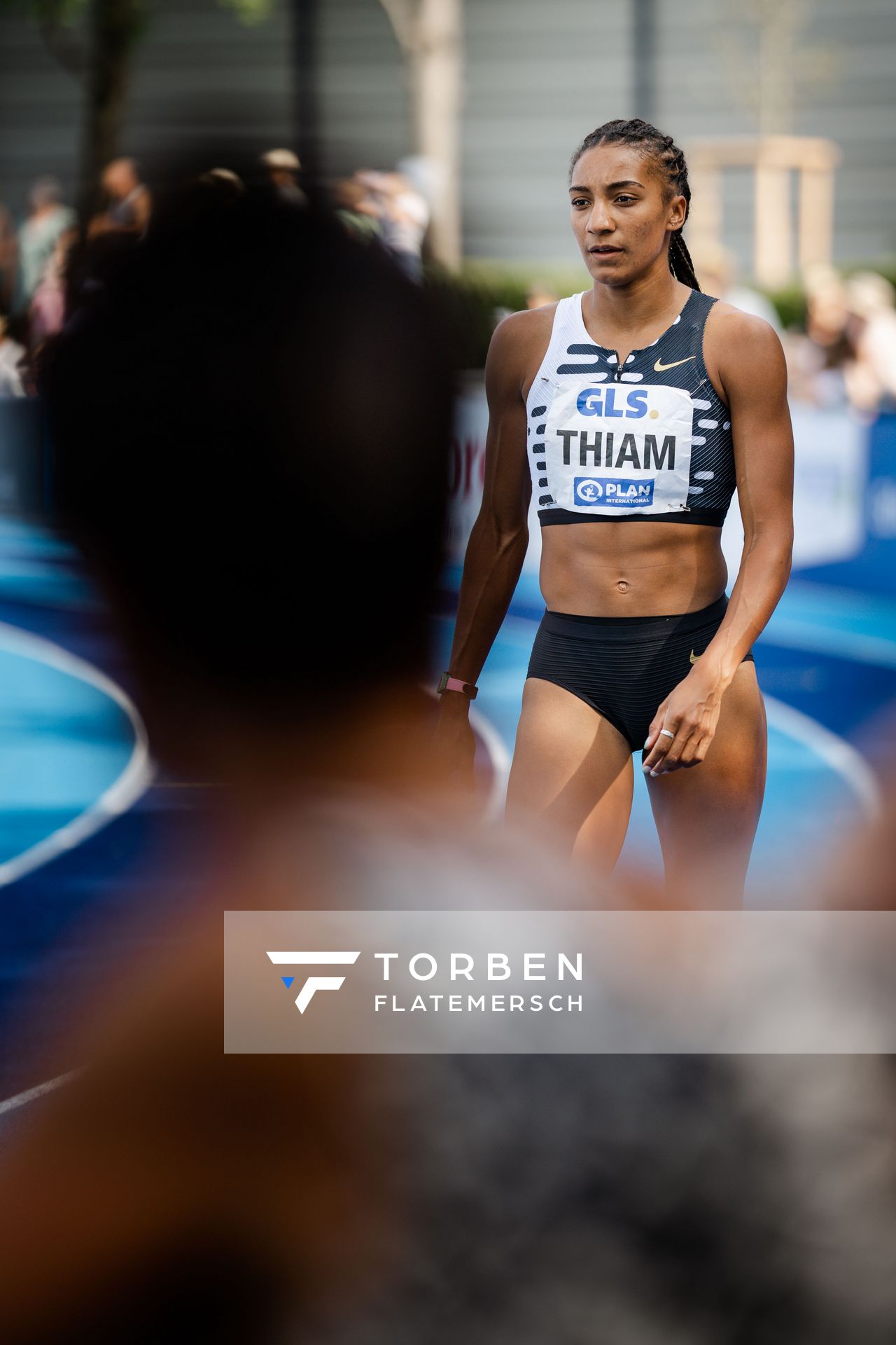 Nafissatou Thiam (BEL/Belgien) ueber 200m am 17.06.2023 beim Stadtwerke Ratingen Mehrkampf-Meeting im Stadion am Stadionring in Ratingen