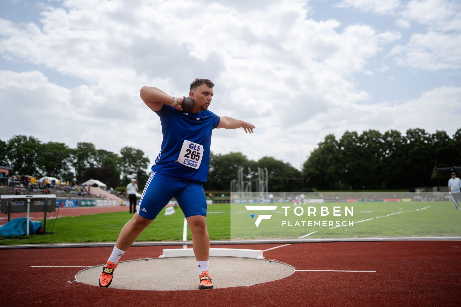 Claudio Stoessel (SC Neubrandenburg) beim Kugelstoßen am 02.07.2023 waehrend den deutschen U23 Leichtathletik-Meisterschaften im Jahnstadion in Göttingen