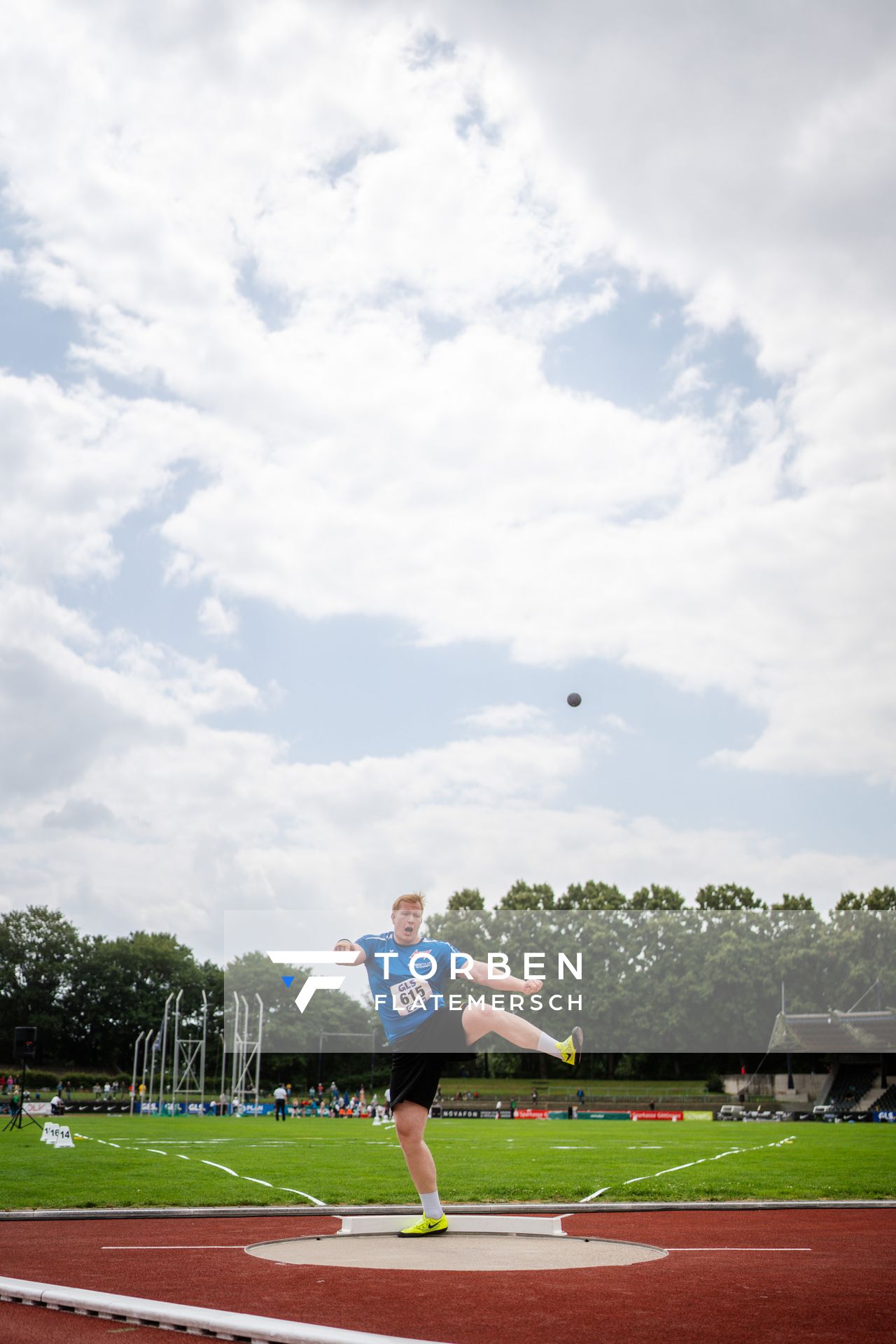 Eric Maihoefer (VfL Sindelfingen) beim Kugelstossen am 02.07.2023 waehrend den deutschen U23 Leichtathletik-Meisterschaften im Jahnstadion in Göttingen