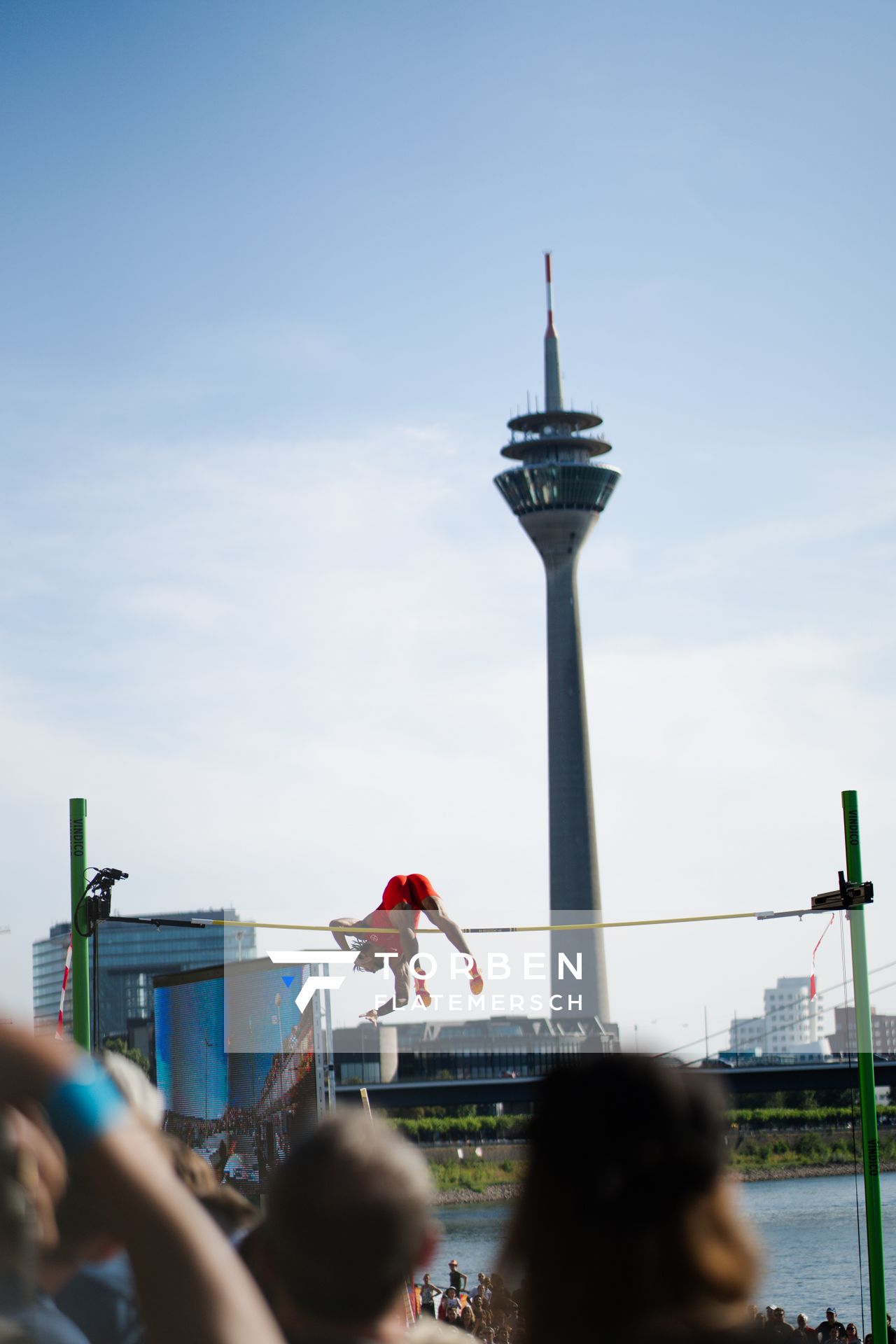 Bo Kanda Lita Baehre (TSV Bayer 04 Leverkusen) beim Stabhochsprung der Deutschen Leichtathletik-Meisterschaften im Rahmen der Finals 2023 Rhein-Ruhr am 07.07.2023 am Rheinufer in Duesseldorf