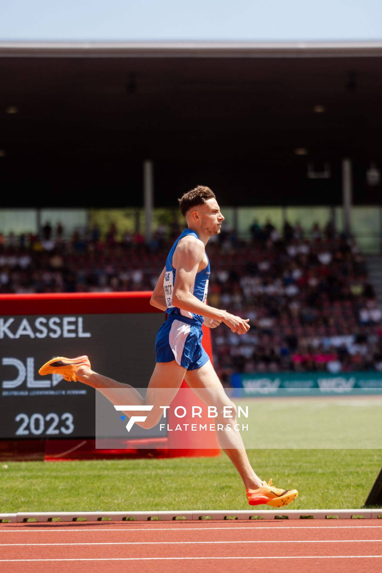 Marius Probst (TV Wattenscheid 01) während der 113. Deutschen Leichtathletik-Meisterschaften am 08.07.2023 im Auestadion in Kassel