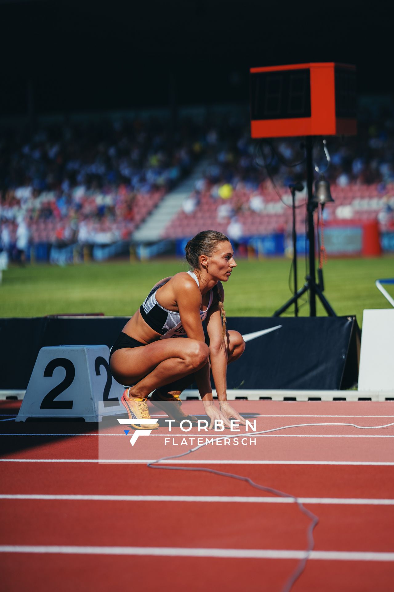 Marsha Dunkel (LT DSHS Koeln) während der 113. Deutschen Leichtathletik-Meisterschaften am 08.07.2023 im Auestadion in Kassel