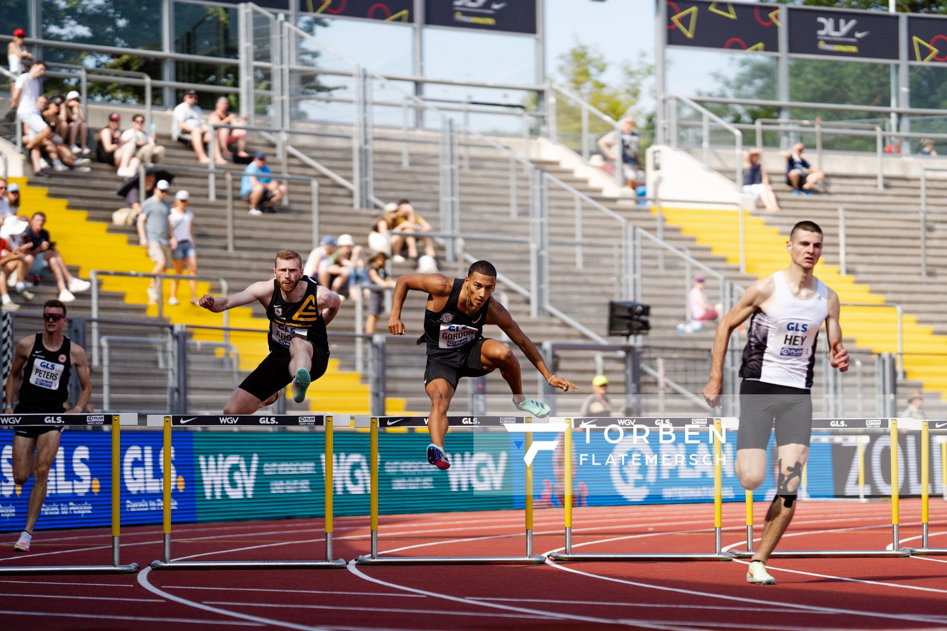 Jordan Gordon (Hannover 96) während der 113. Deutschen Leichtathletik-Meisterschaften am 08.07.2023 im Auestadion in Kassel