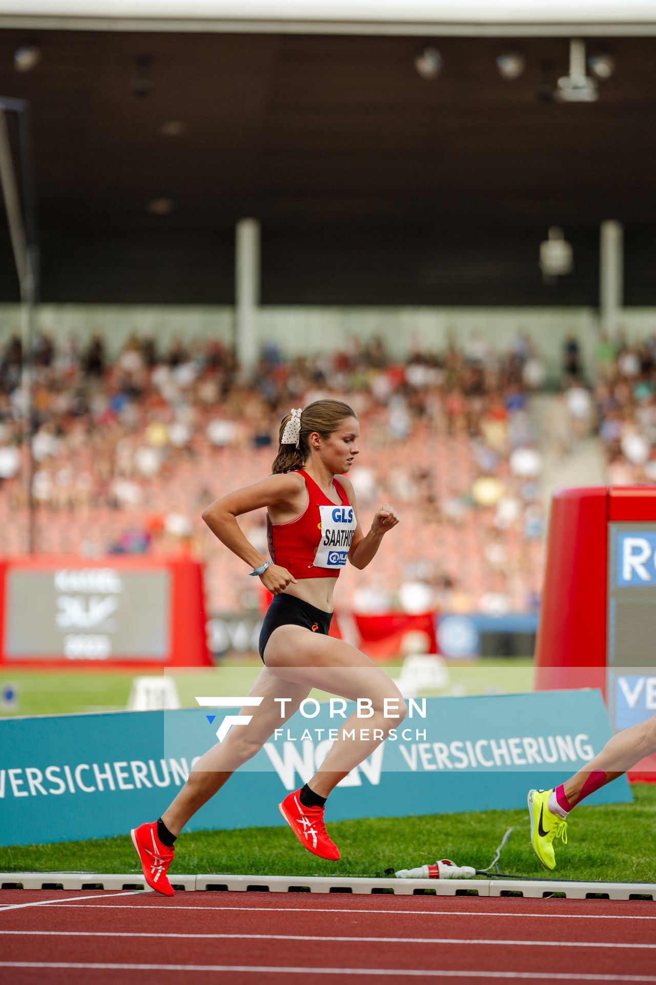 Katharina Saathoff (Braunschweiger Laufclub) während der 113. Deutschen Leichtathletik-Meisterschaften am 08.07.2023 im Auestadion in Kassel