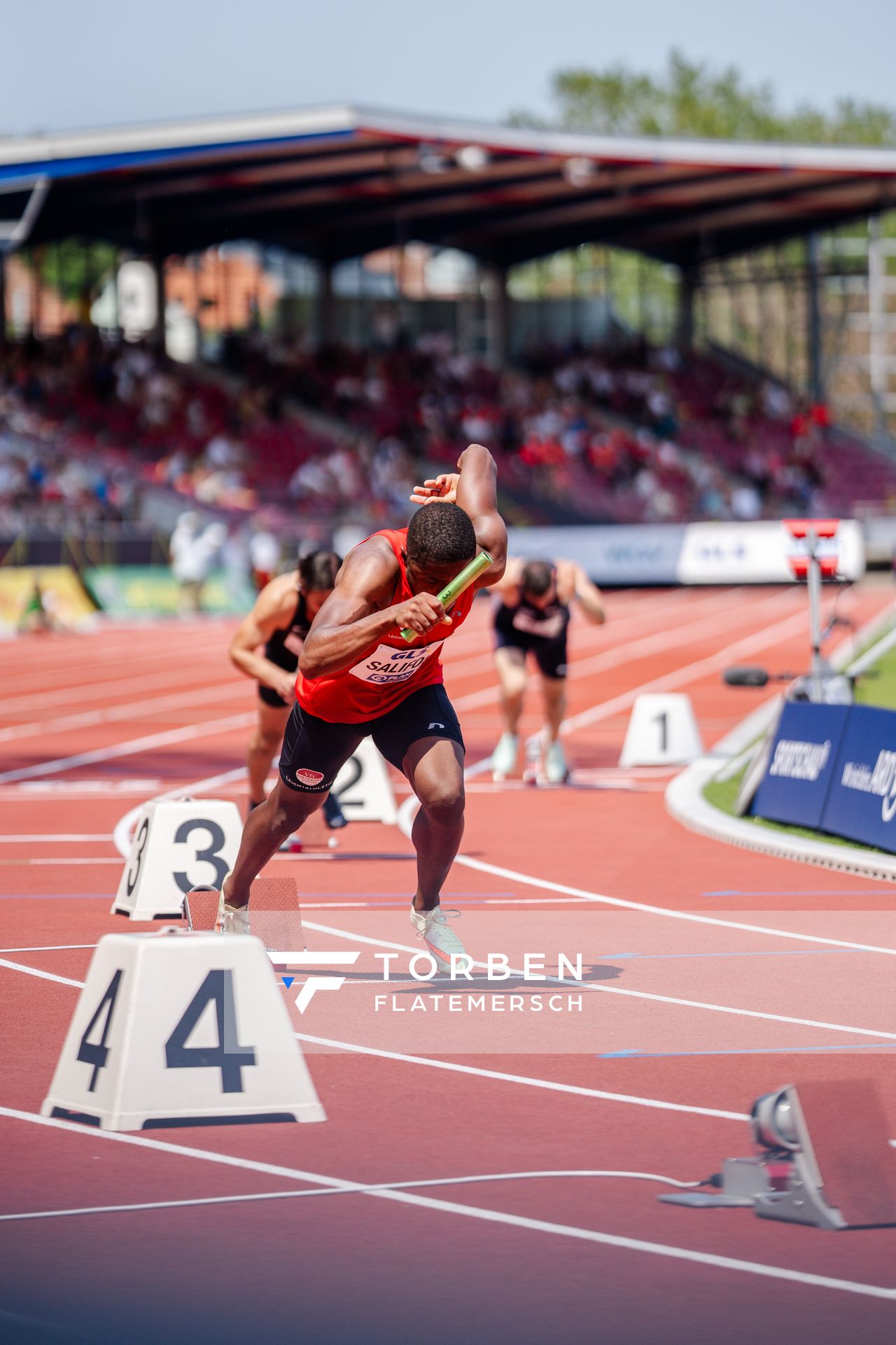 Fawzane Salifou (VfL Eintracht Hannover) während der 113. Deutschen Leichtathletik-Meisterschaften am 09.07.2023 im Auestadion in Kassel