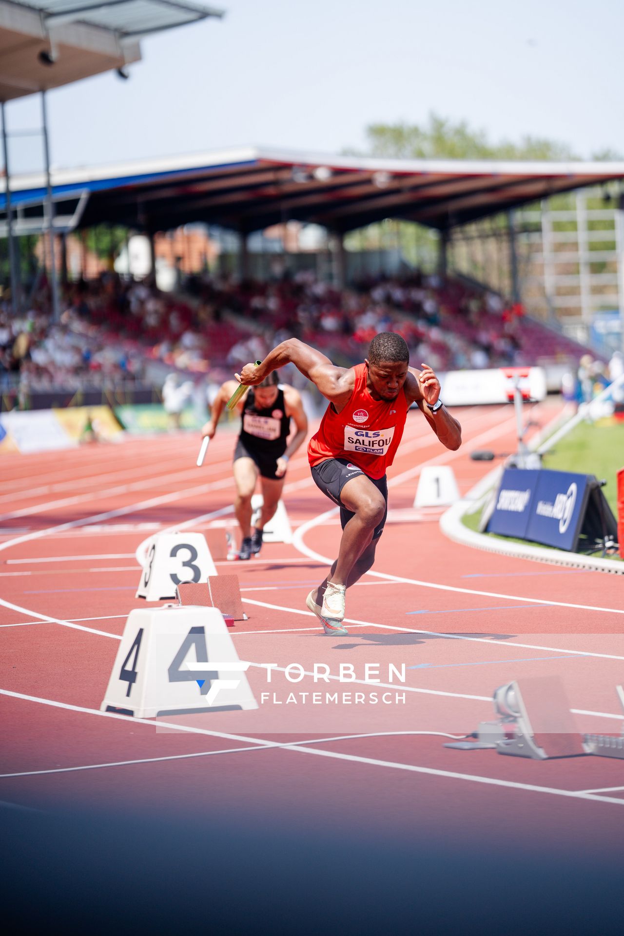 Fawzane Salifou (VfL Eintracht Hannover) während der 113. Deutschen Leichtathletik-Meisterschaften am 09.07.2023 im Auestadion in Kassel