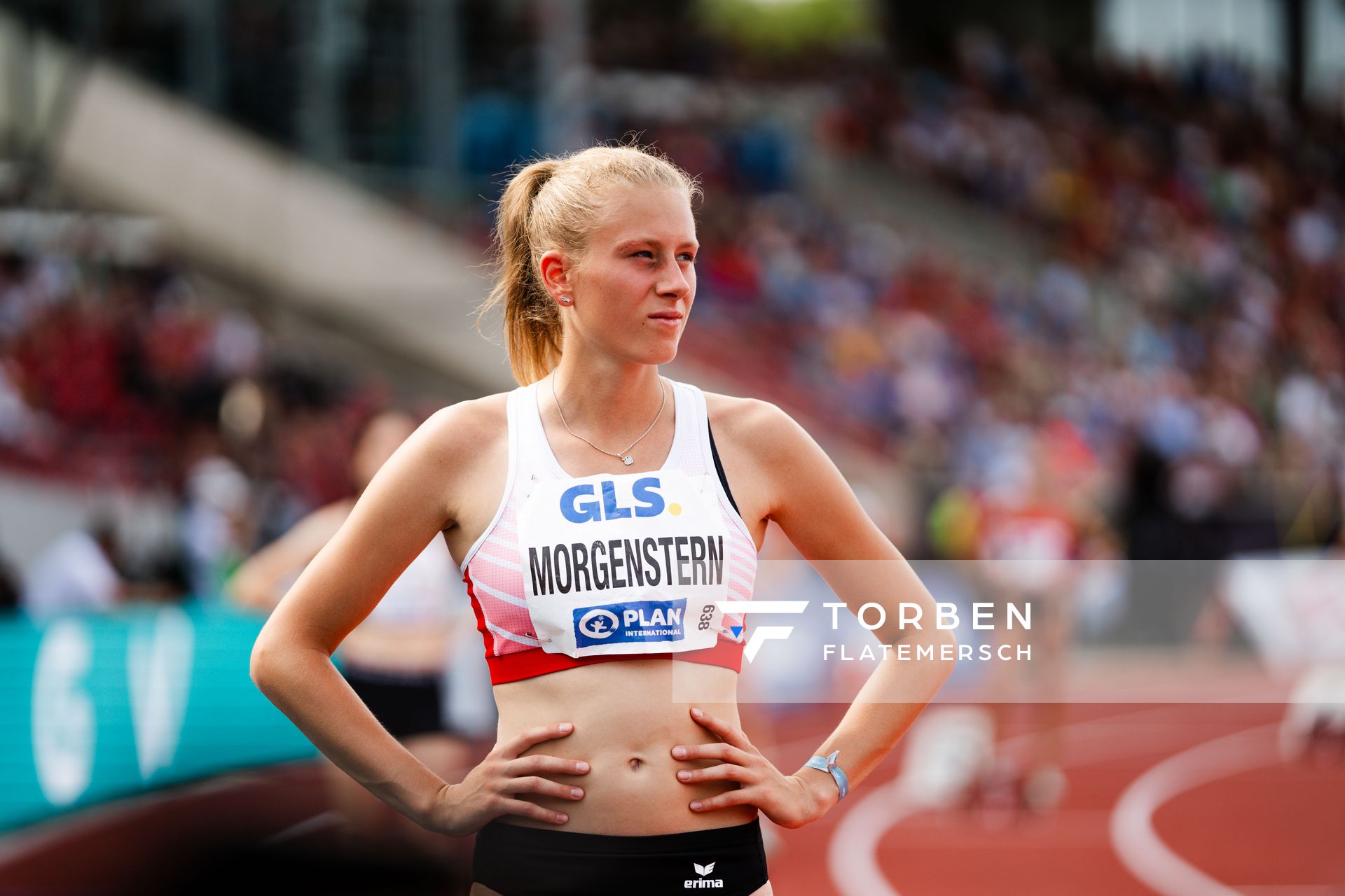 Vivienne Morgenstern (Dresdner SC 1898) während der 113. Deutschen Leichtathletik-Meisterschaften am 09.07.2023 im Auestadion in Kassel