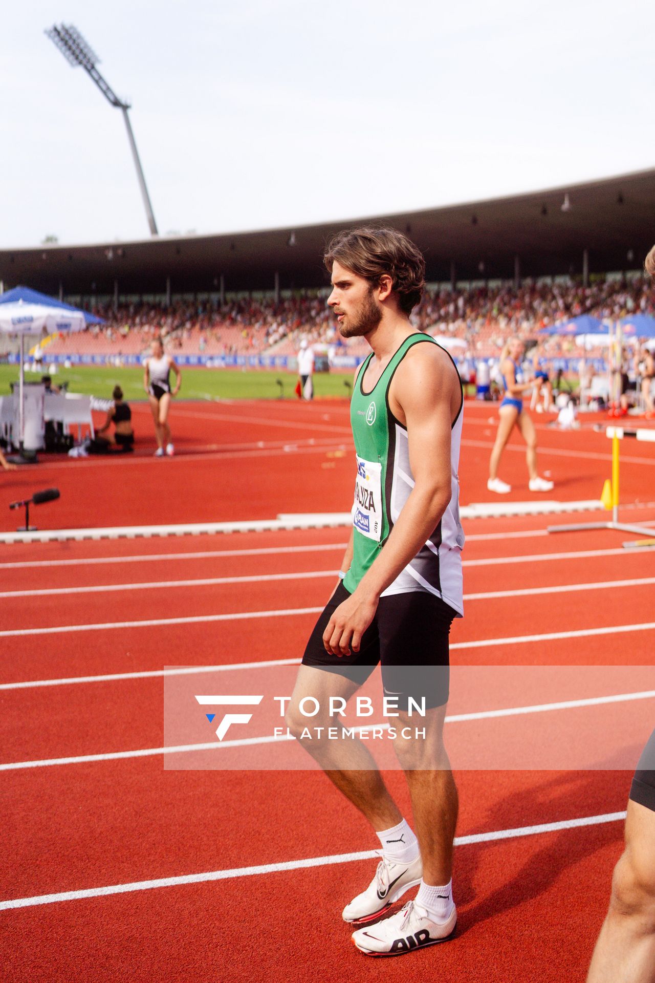 Niclas Jan Kaluza (Eintracht Hildesheim) während der 113. Deutschen Leichtathletik-Meisterschaften am 09.07.2023 im Auestadion in Kassel