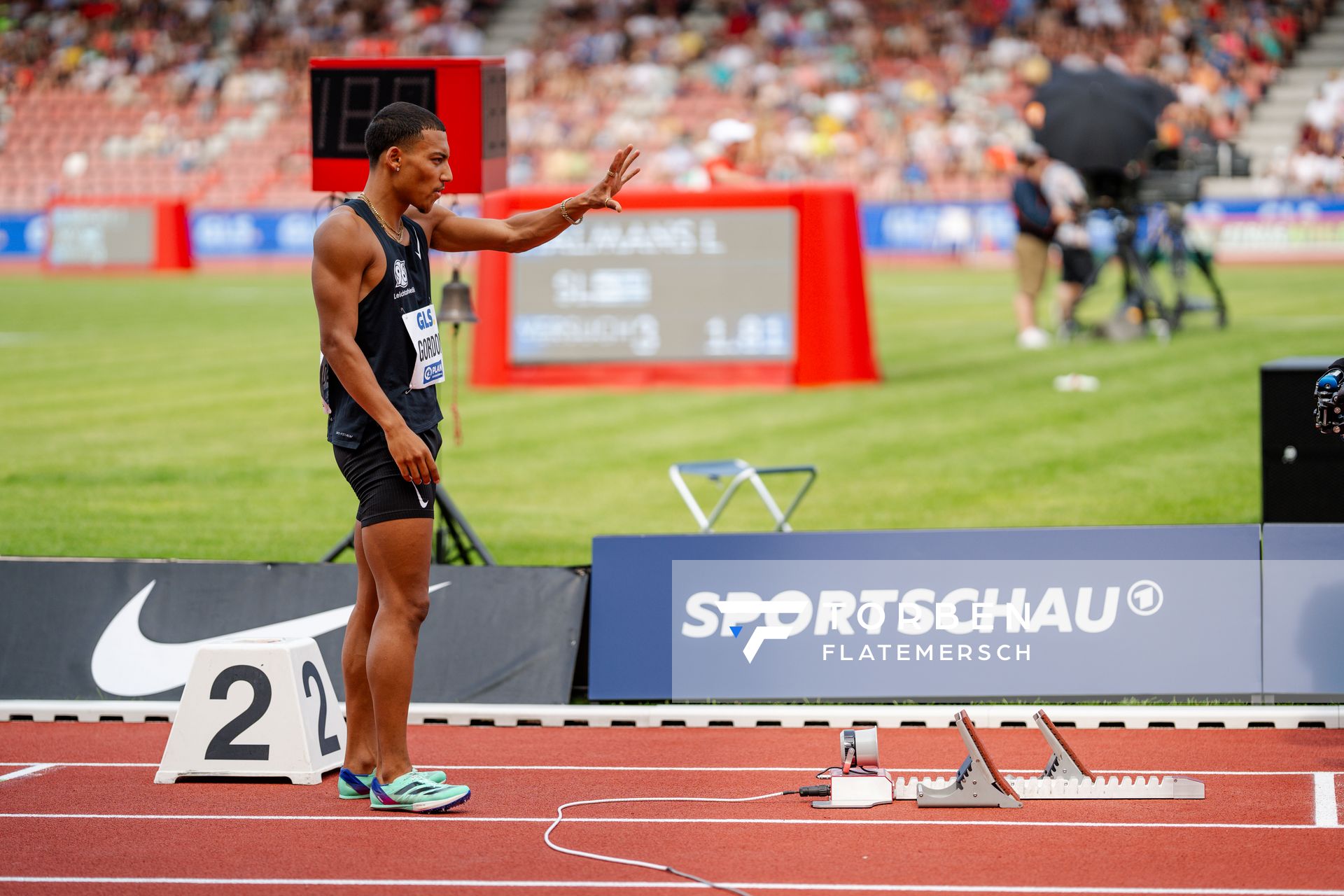 Jordan Gordon (Hannover 96) während der 113. Deutschen Leichtathletik-Meisterschaften am 09.07.2023 im Auestadion in Kassel