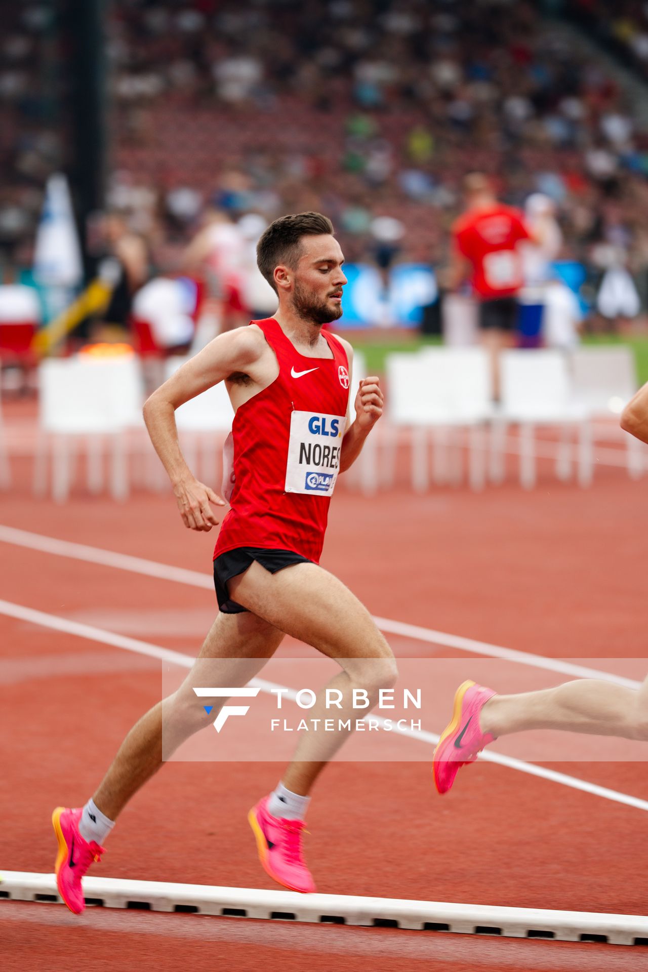 Max Nores (TSV Bayer 04 Leverkusen) während der 113. Deutschen Leichtathletik-Meisterschaften am 09.07.2023 im Auestadion in Kassel