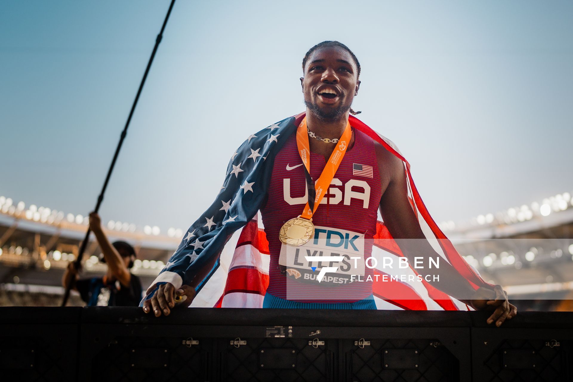 Noah Lyles (USA/United States) during Day 2 of the World Athletics Championships Budapest 23 at the National Athletics Centre in Budapest, Hungary on August 20, 2023.