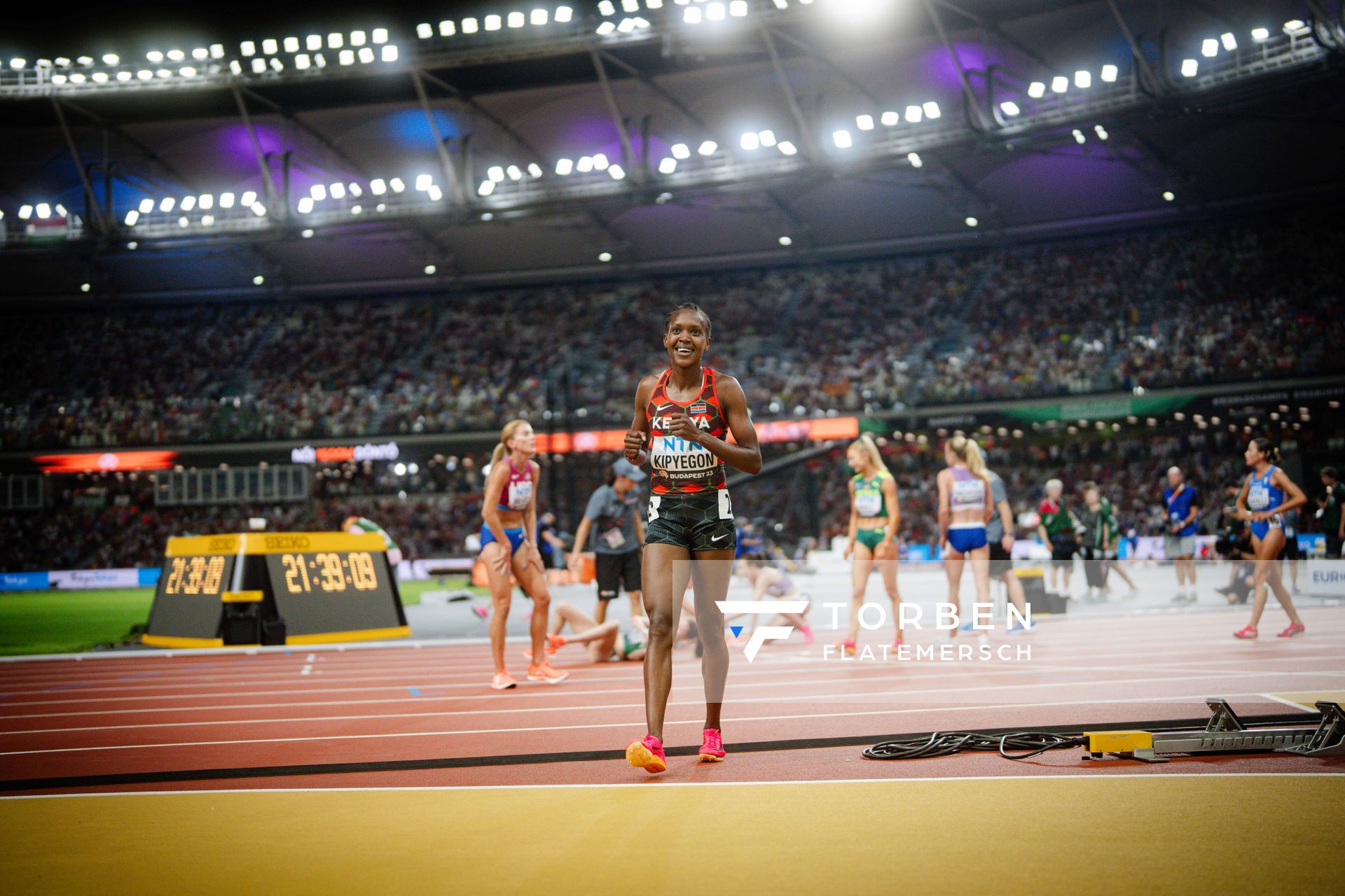 Faith Kipyegon (KEN/Kenya) on Day 4 of the World Athletics Championships Budapest 23 at the National Athletics Centre in Budapest, Hungary on August 22, 2023.