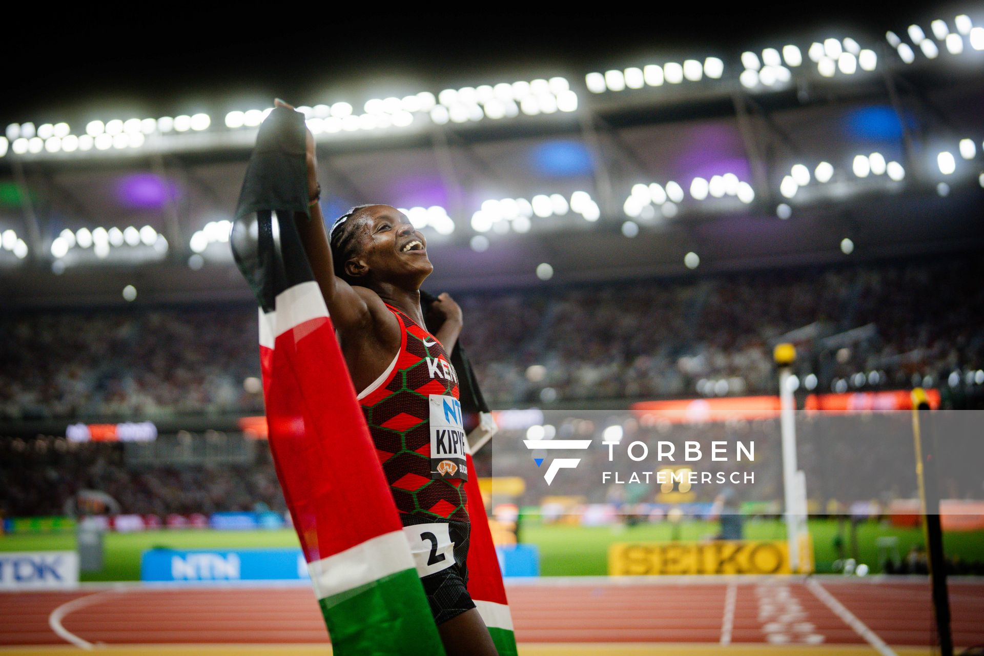 Faith Kipyegon (KEN/Kenya) on Day 4 of the World Athletics Championships Budapest 23 at the National Athletics Centre in Budapest, Hungary on August 22, 2023.