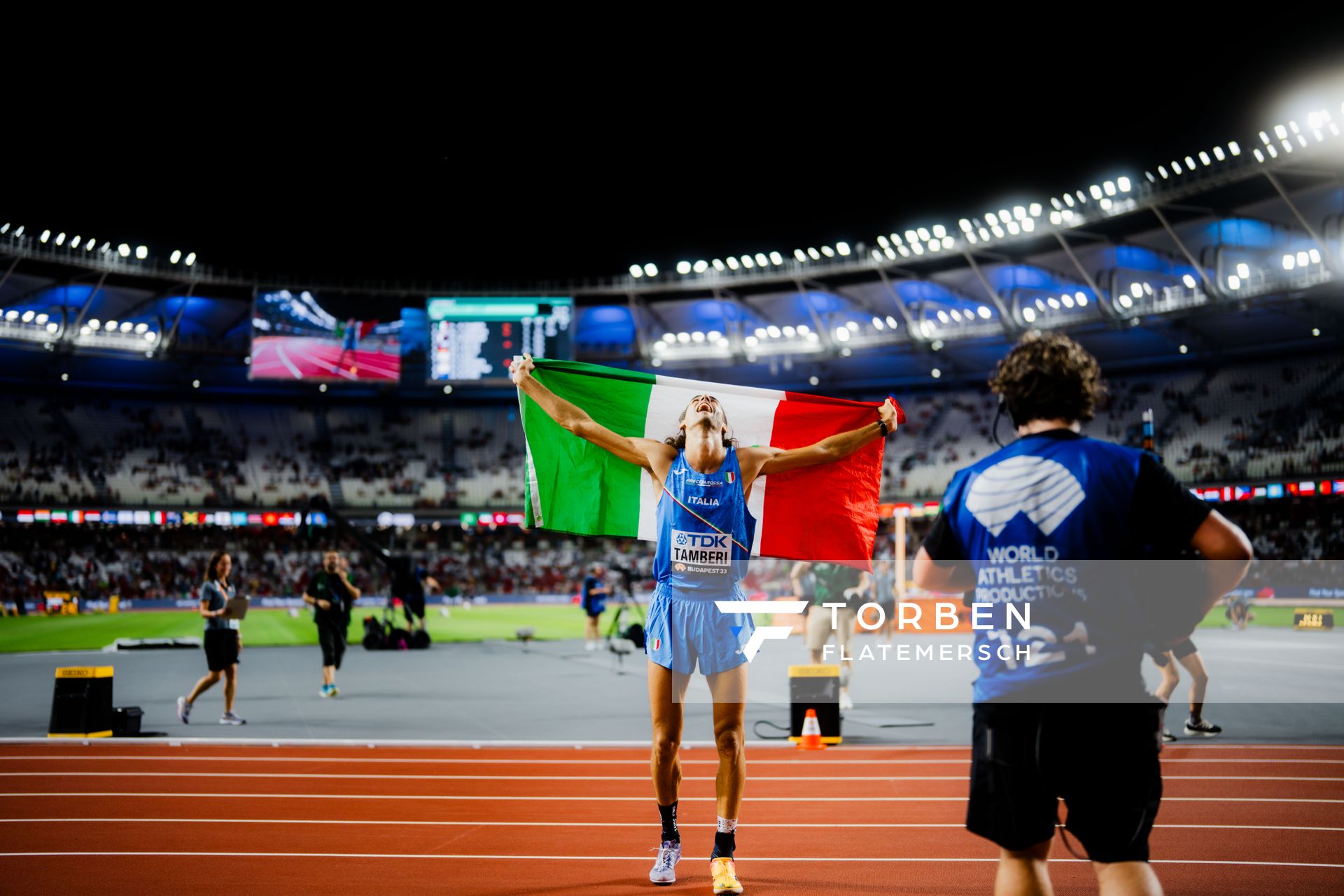 Gianmarco Tamberi (ITA/Italy) during the High Jump on Day 4 of the World Athletics Championships Budapest 23 at the National Athletics Centre in Budapest, Hungary on August 22, 2023.