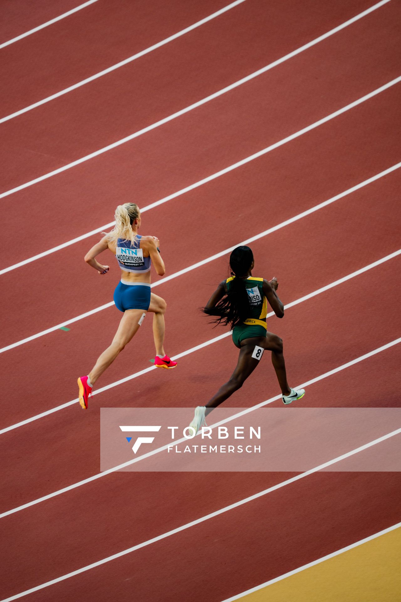 Keely Hodgkinson (GBR/Great Britain), Prudence Sekgodiso (RSA/South Africa) during the 800 Metres on Day 5 of the World Athletics Championships Budapest 23 at the National Athletics Centre in Budapest, Hungary on August 23, 2023.