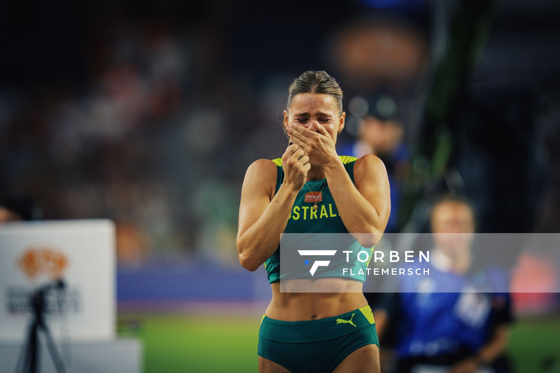 Nina Kennedy (AUS/Australia) on Day 5 of the World Athletics Championships Budapest 23 at the National Athletics Centre in Budapest, Hungary on August 23, 2023.