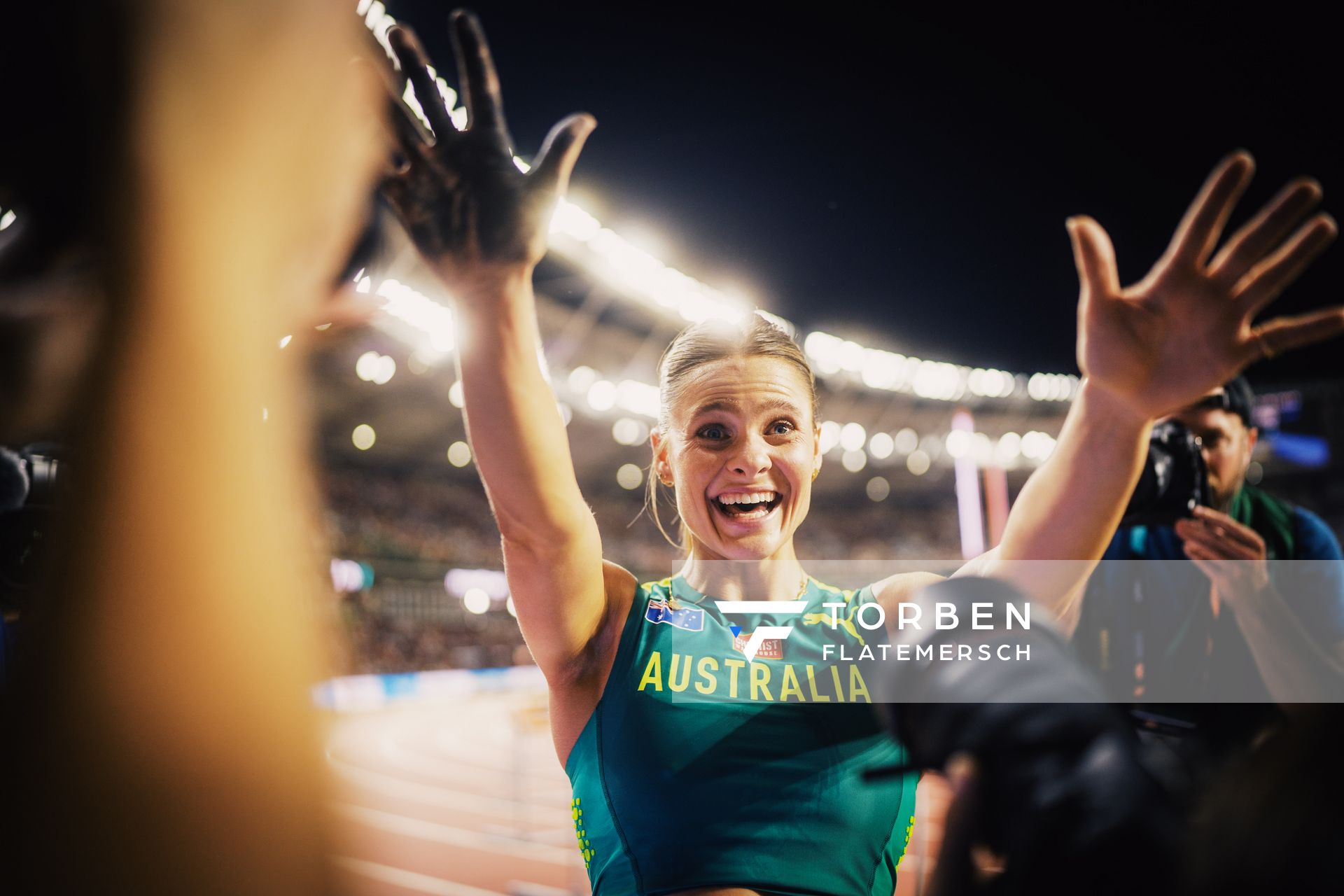 Nina Kennedy (AUS/Australia) on Day 5 of the World Athletics Championships Budapest 23 at the National Athletics Centre in Budapest, Hungary on August 23, 2023.