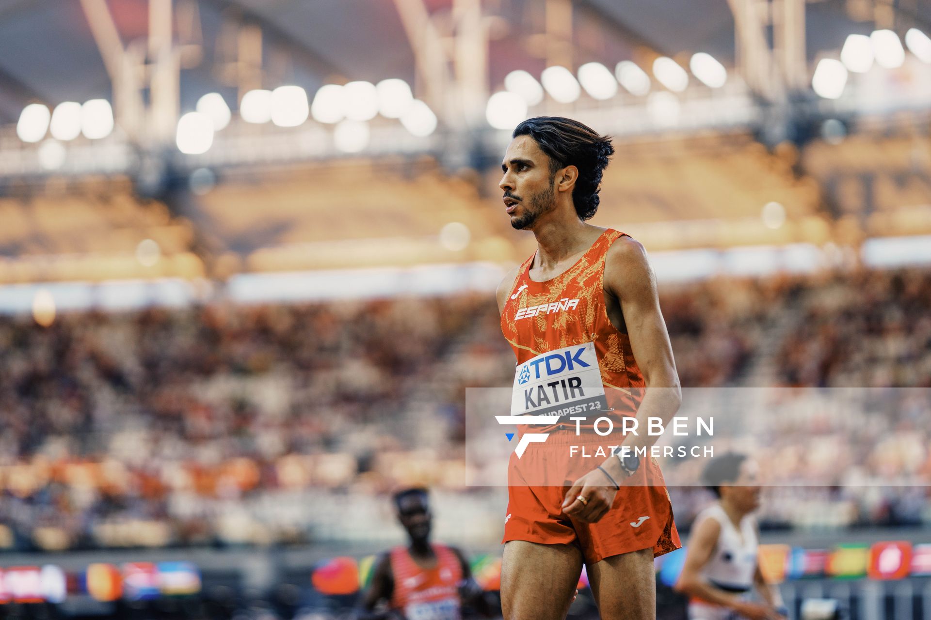 Mohamed Katir (ESP/Spain) during the 5000 Metres Heat on Day 6 of the World Athletics Championships Budapest 23 at the National Athletics Centre in Budapest, Hungary on August 24, 2023.
