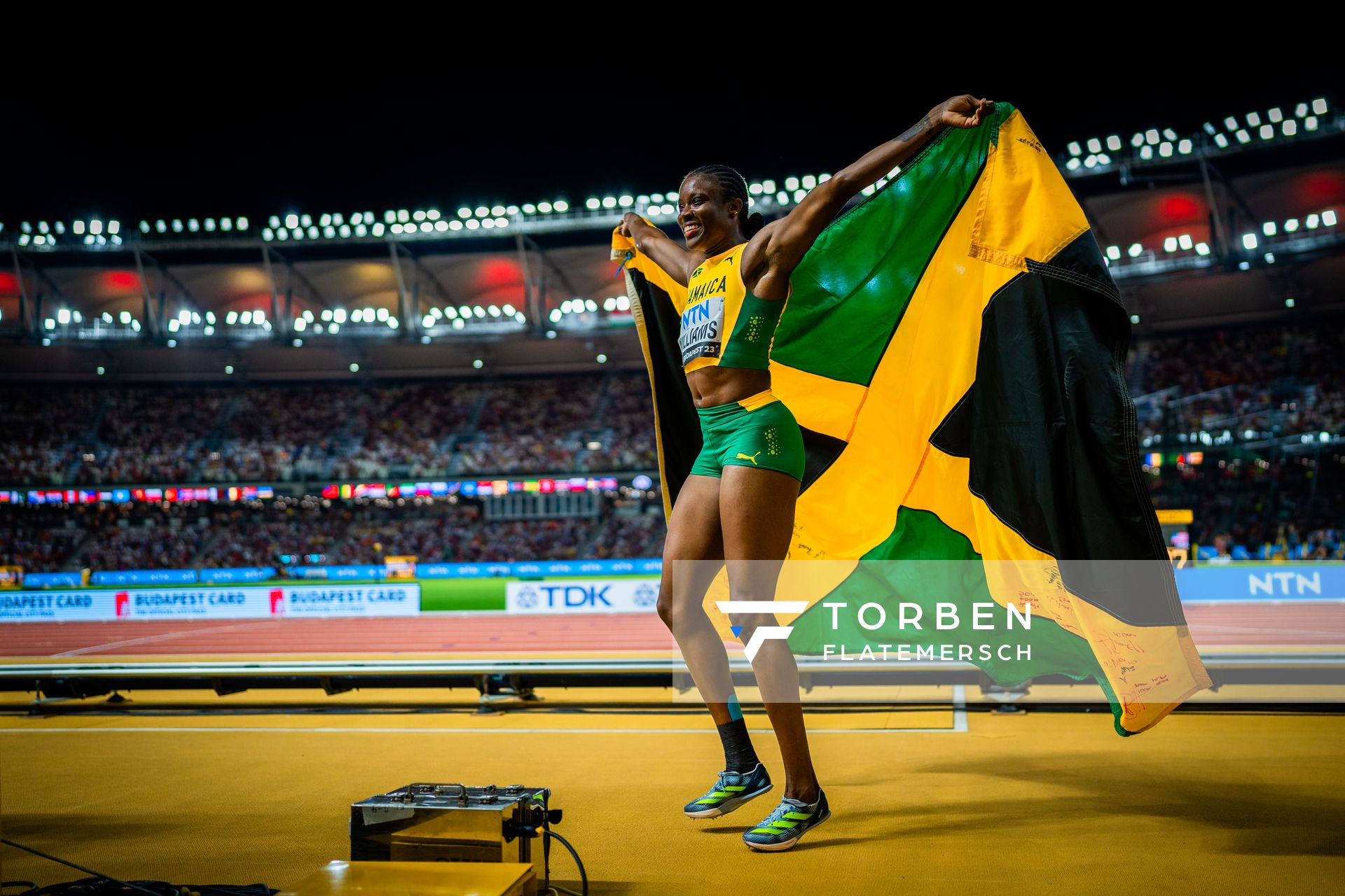 Danielle Williams (JAM/Jamaica) during the 100 Metres Hurdles on Day 6 of the World Athletics Championships Budapest 23 at the National Athletics Centre in Budapest, Hungary on August 24, 2023.