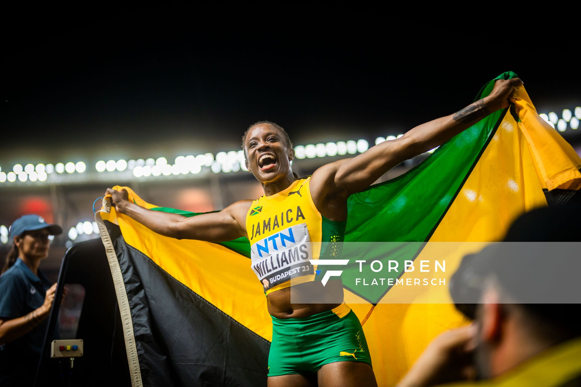 Danielle Williams (JAM/Jamaica) during the 100 Metres Hurdles on Day 6 of the World Athletics Championships Budapest 23 at the National Athletics Centre in Budapest, Hungary on August 24, 2023.